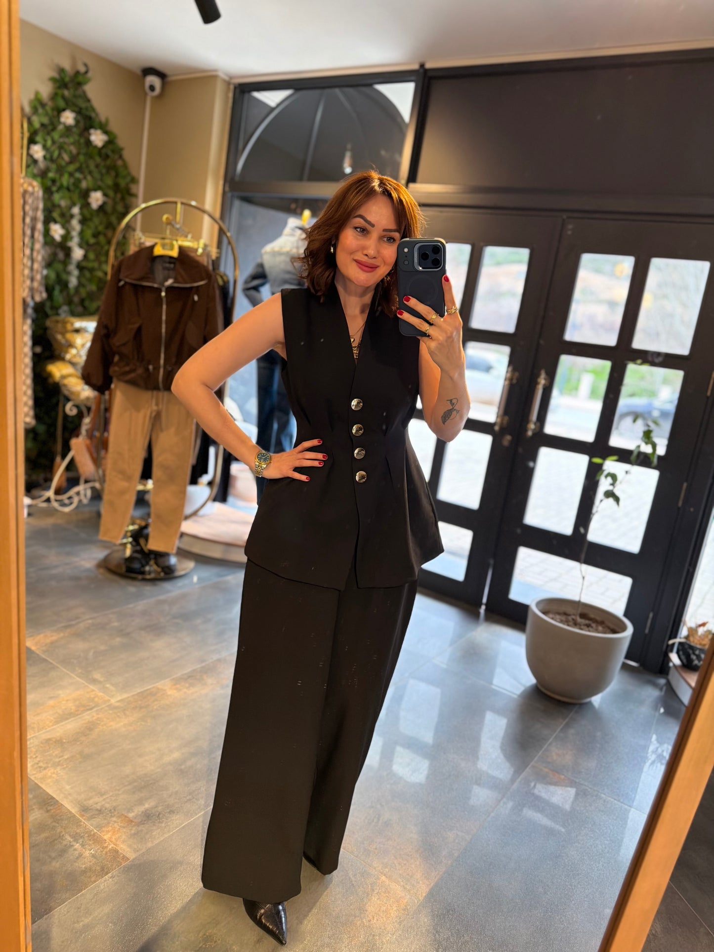 Newwel Siyah Yelek & Pantolon Takım