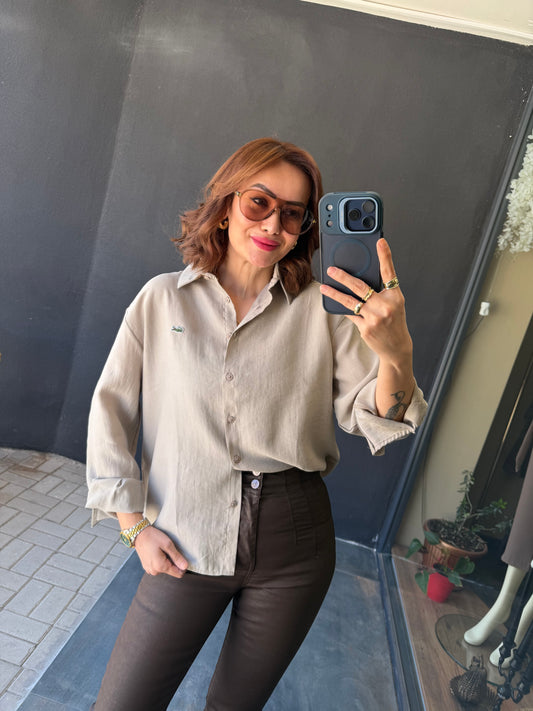 Burn Bej Tensel Gömlek