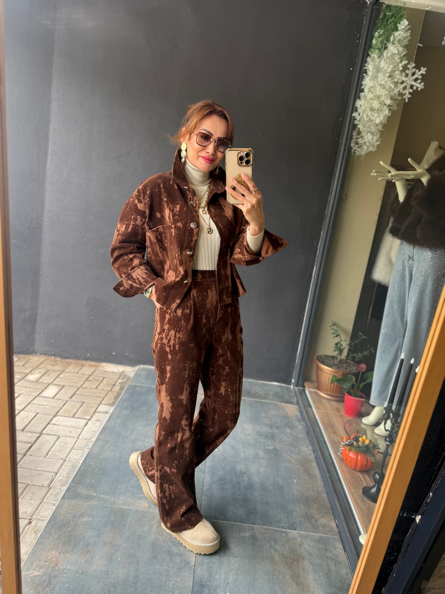 Denhag Kahve Kadife Takım