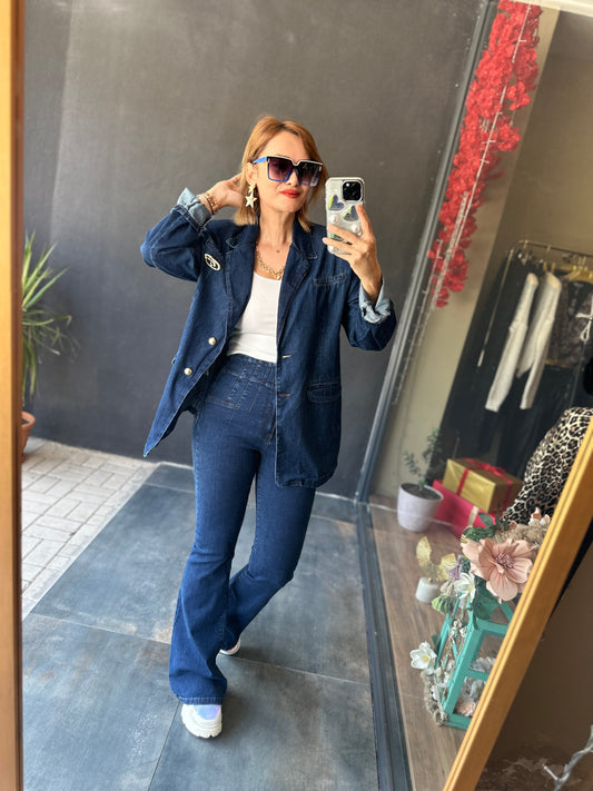 Riva Broşlu Blazer Jean Takım