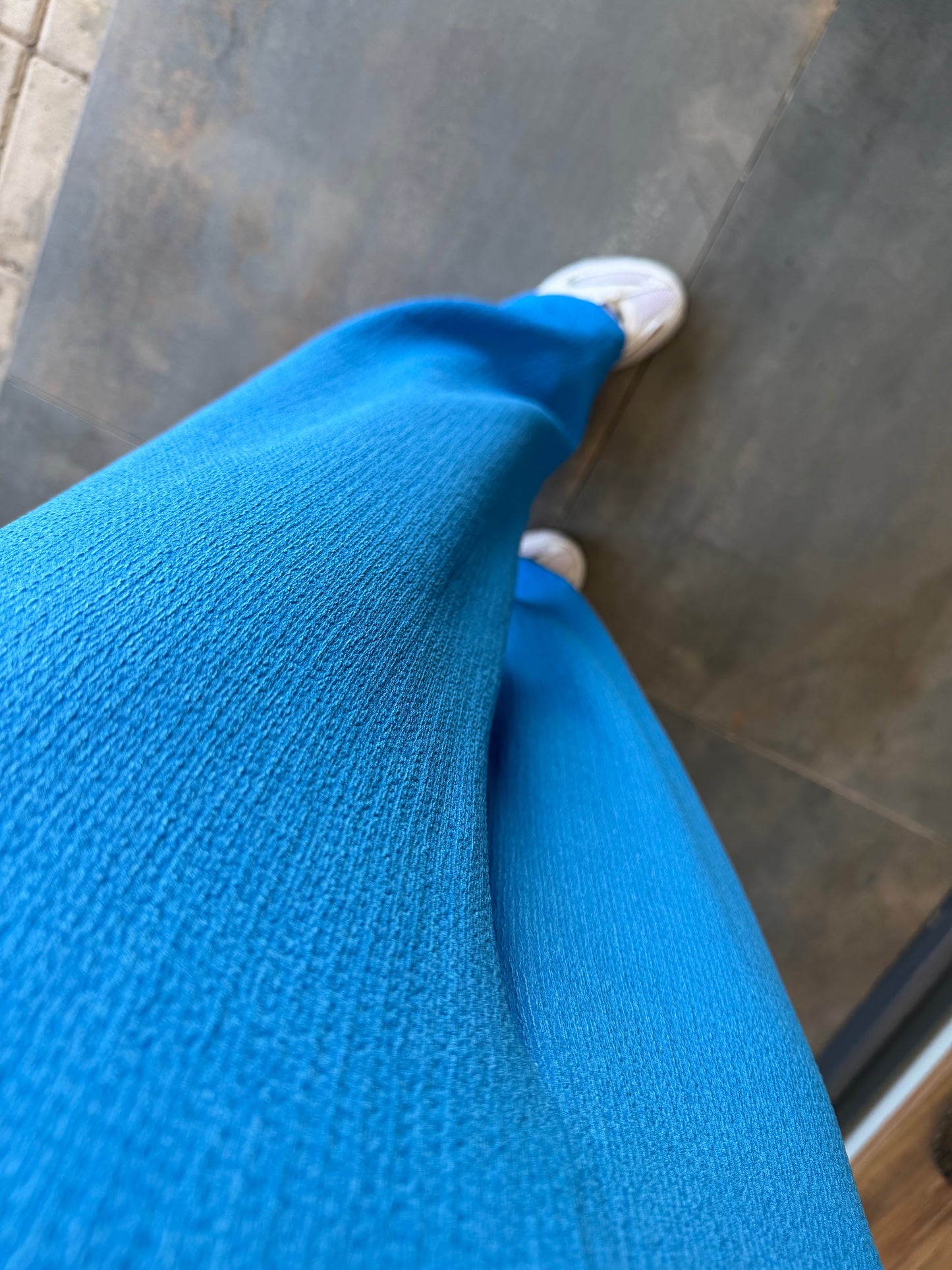 Mavi Fitilli Müslin Pantolon & Bluz Takım