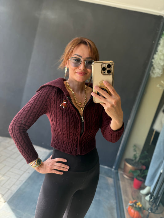 İkonic Bordo Teddy Hırka