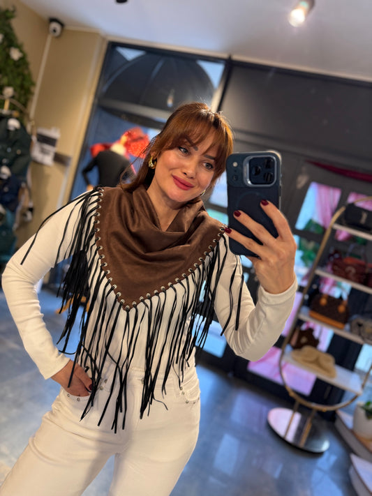 Kahve Püsküllü Boyunluk