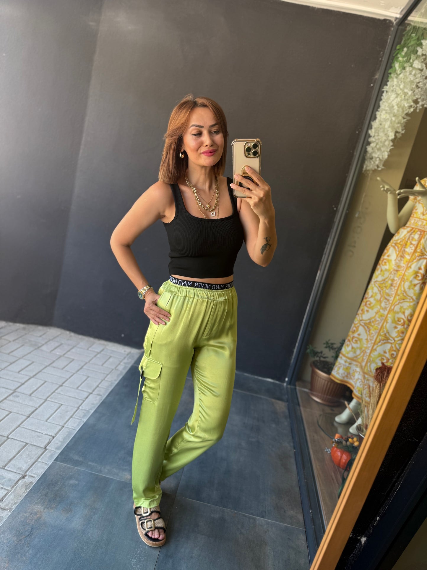 Farmy Yeşil Pantolon & Crop Takım