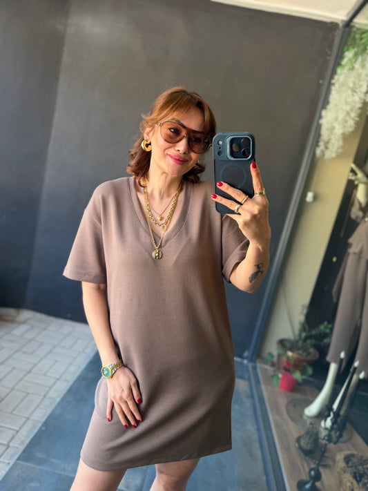 Wear Kahve Basic Elbise
