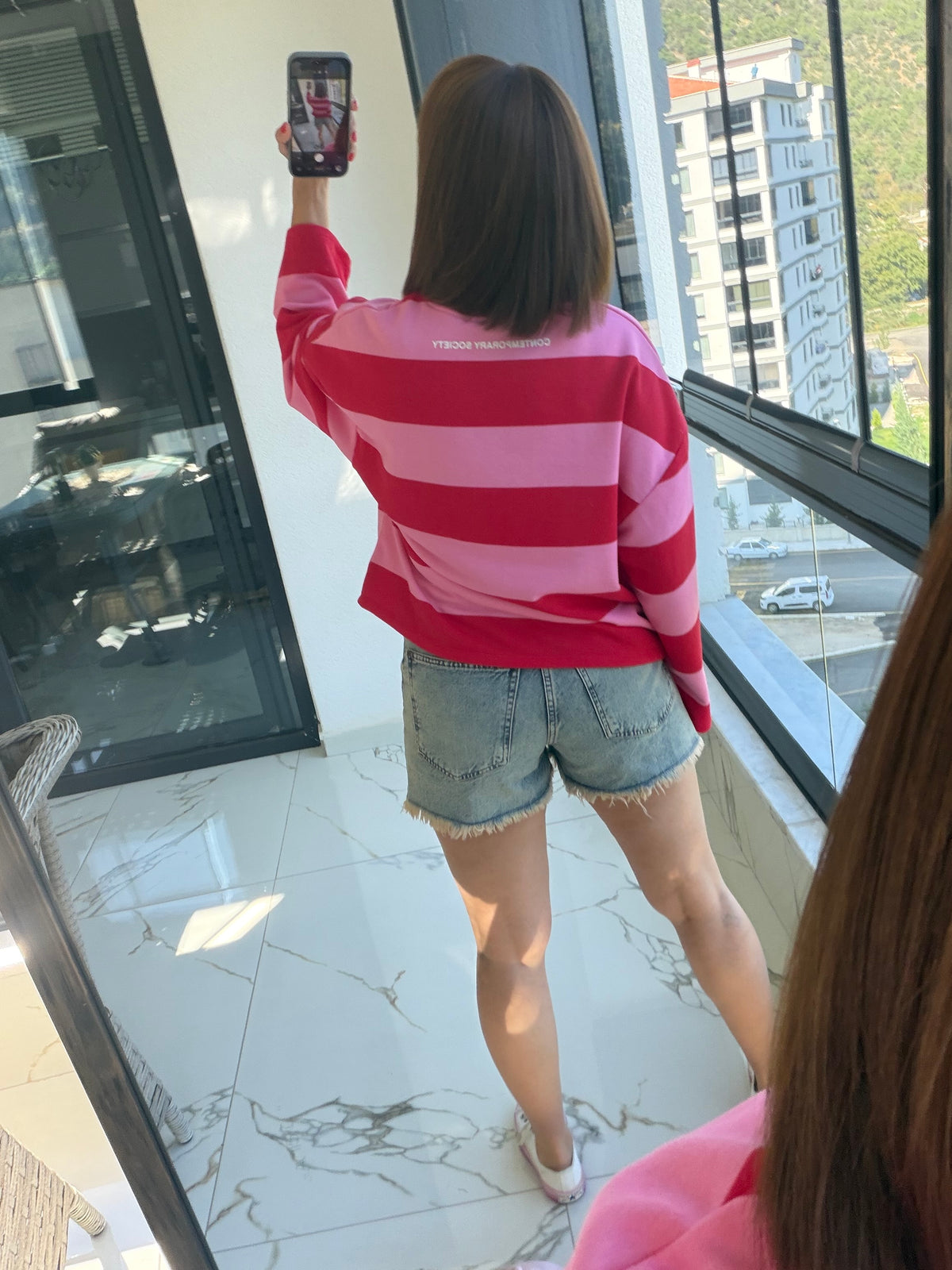 Firesh Pembe Çizgili Basic Sweat