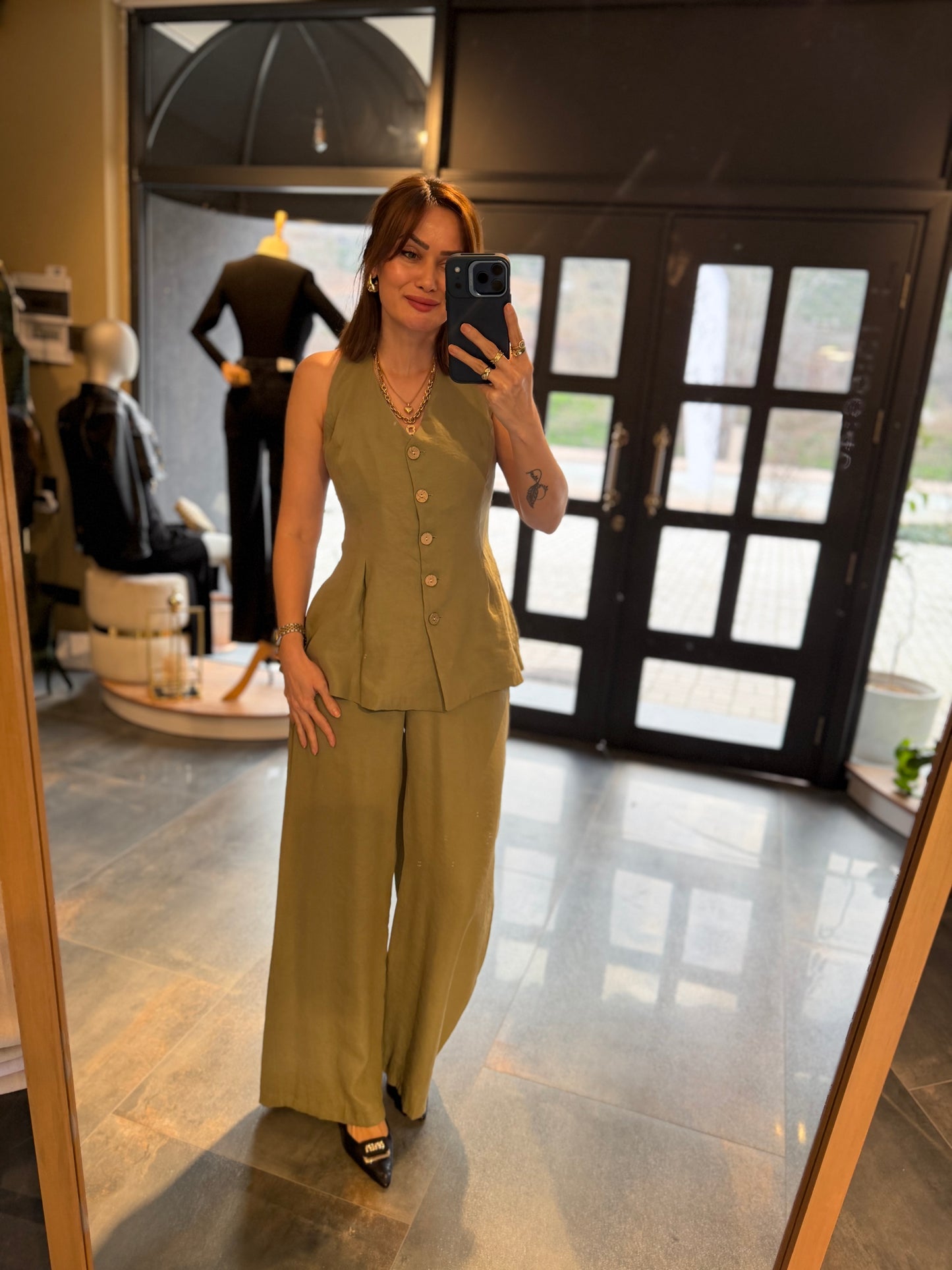 Newstar 6 Haki Tensel Yelek & Pantolon Takım