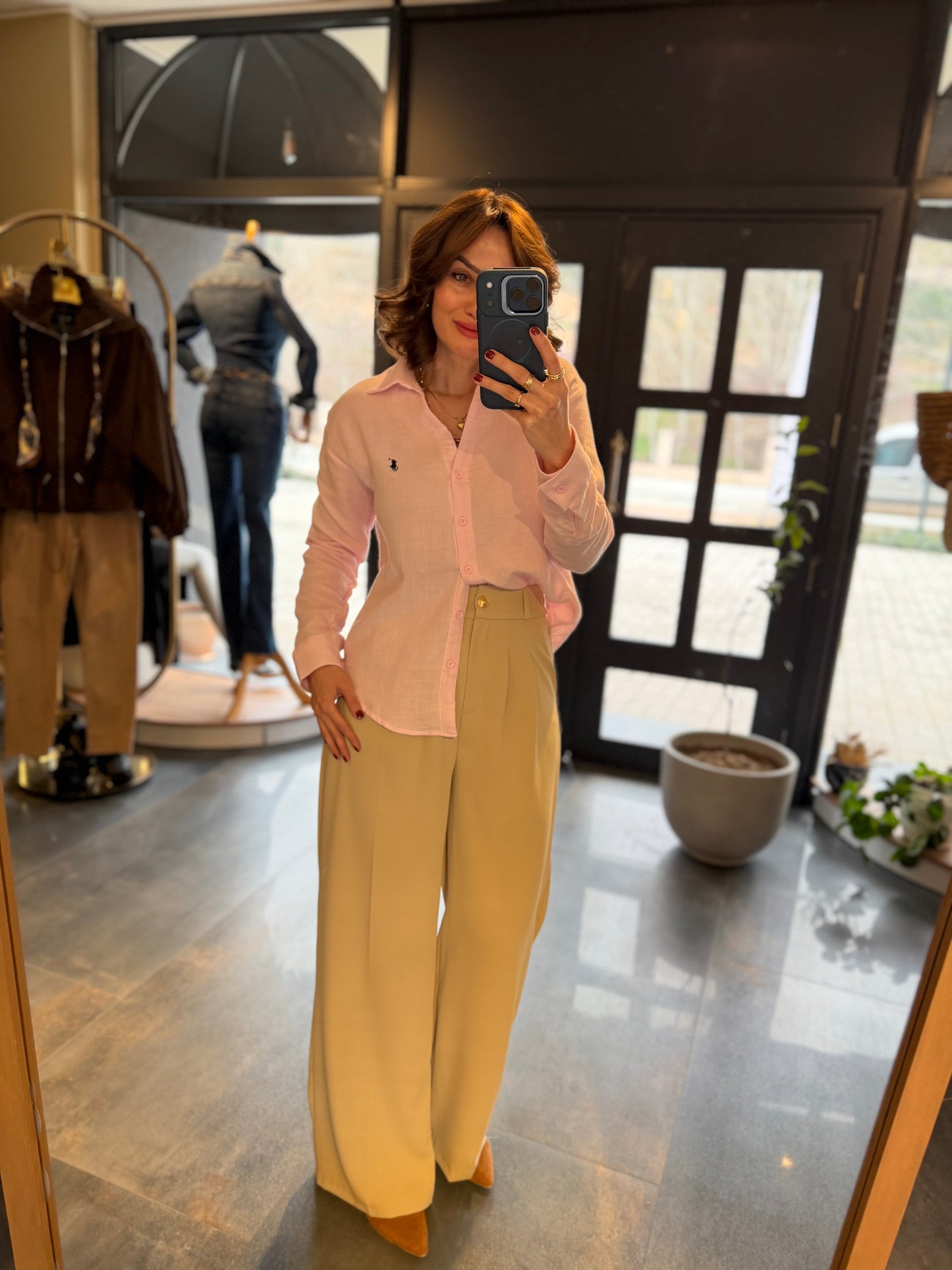 Cheek Bej Krep Palazzo Pantolon