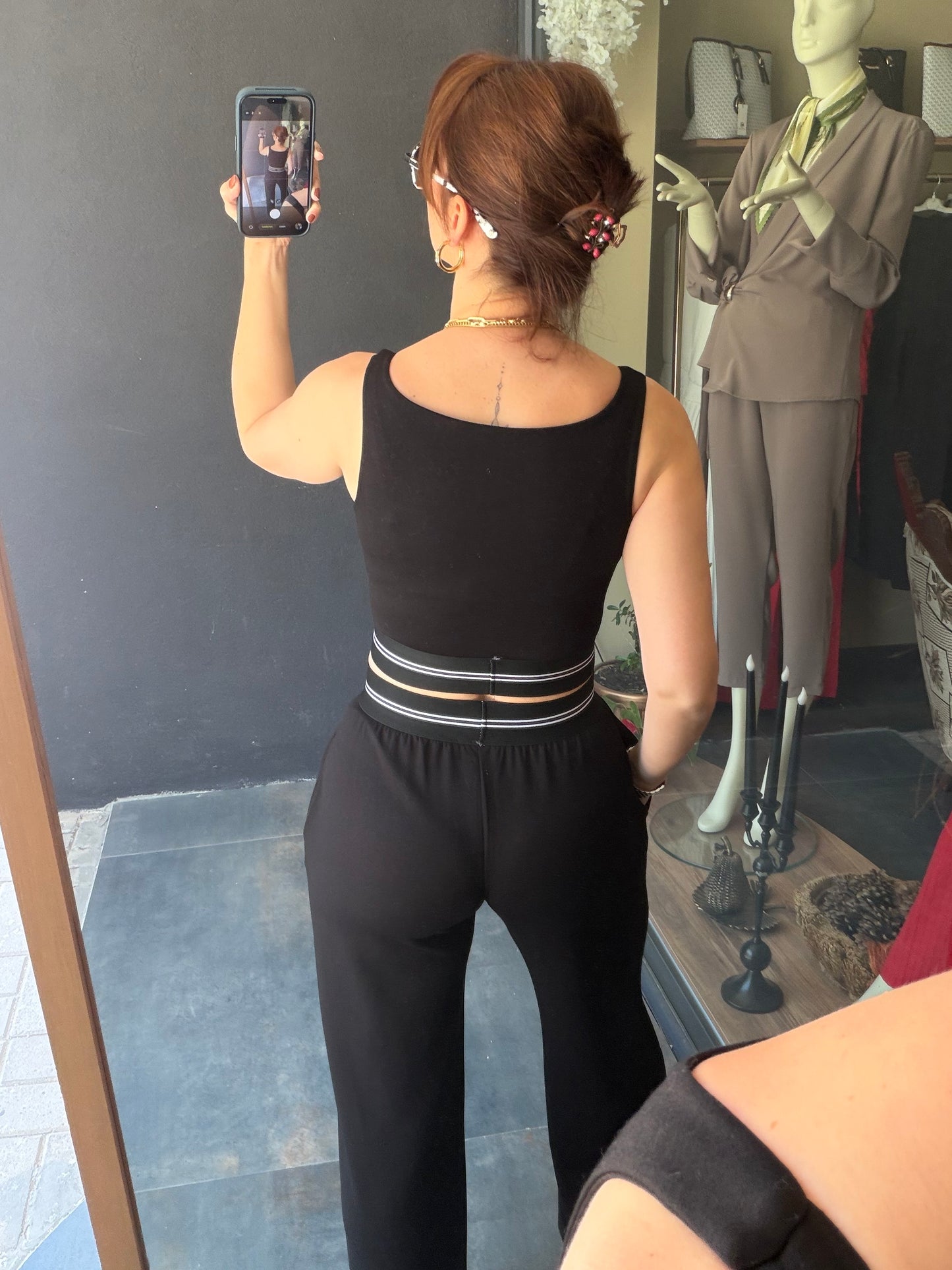 Vestal Siyah Modal Crop & Pantolon Takım