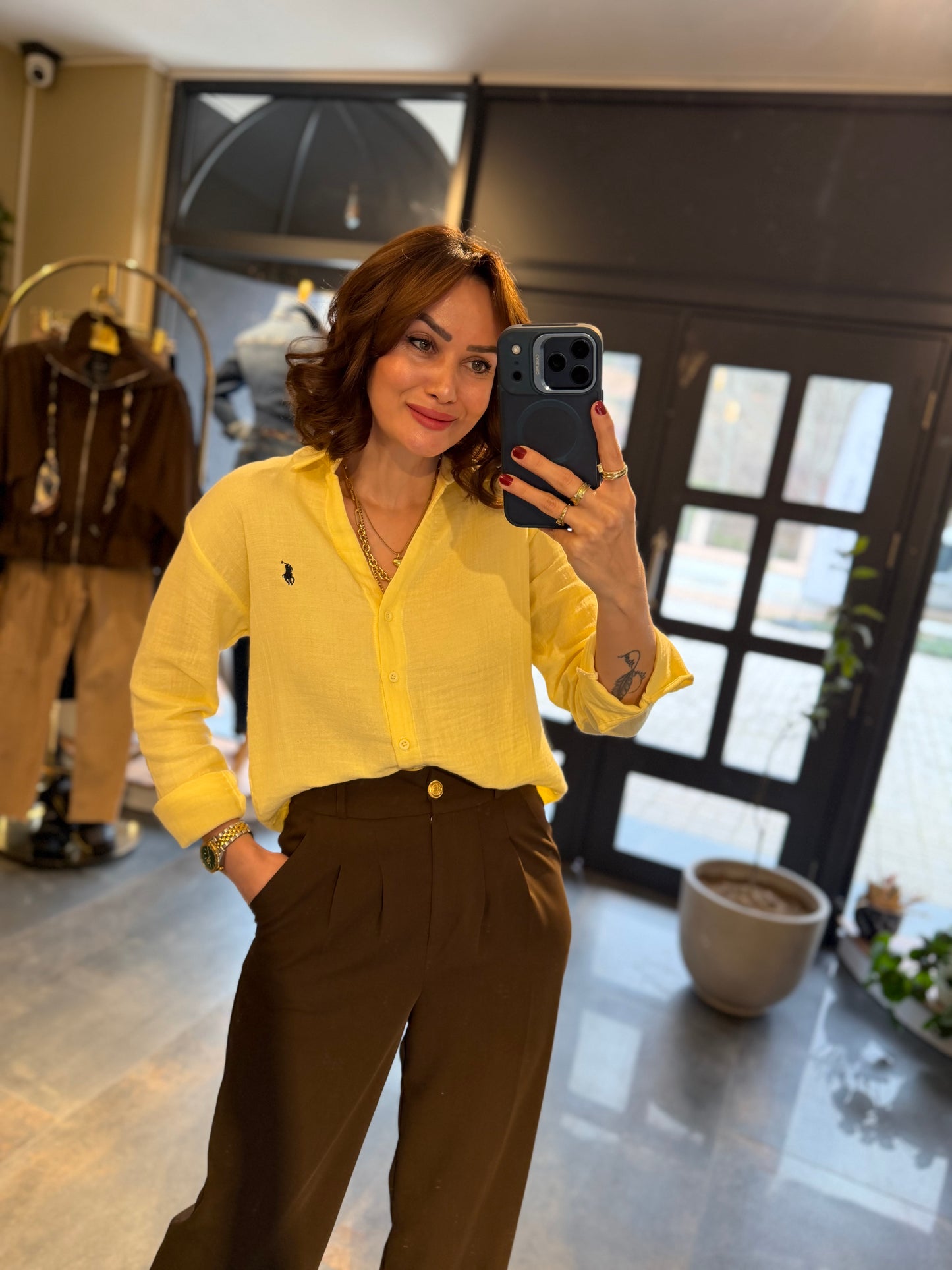 Rent Sarı Müslin Gömlek