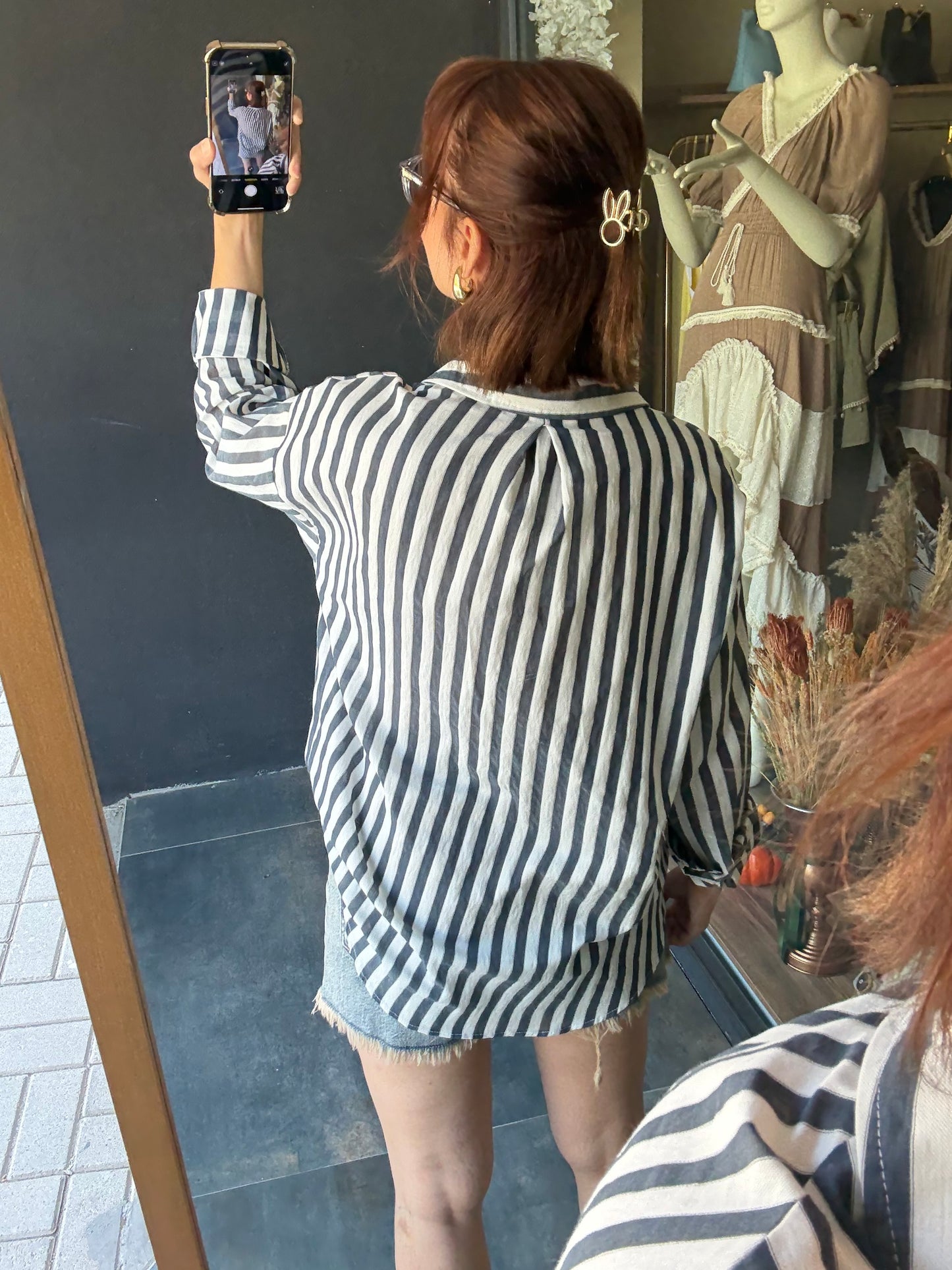 Bısou Lacivert Çizgili Gömlek