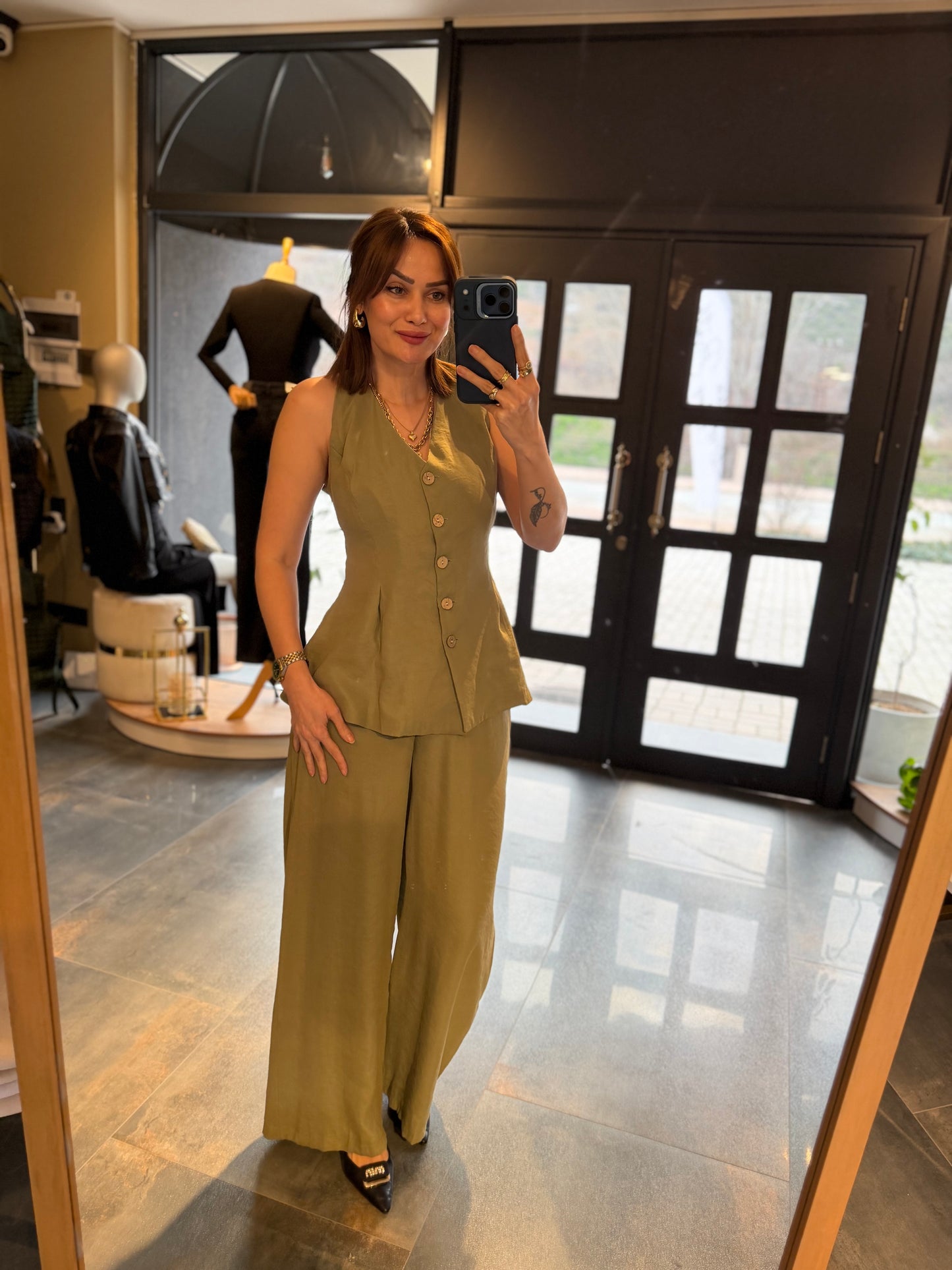 Newstar 6 Haki Tensel Yelek & Pantolon Takım