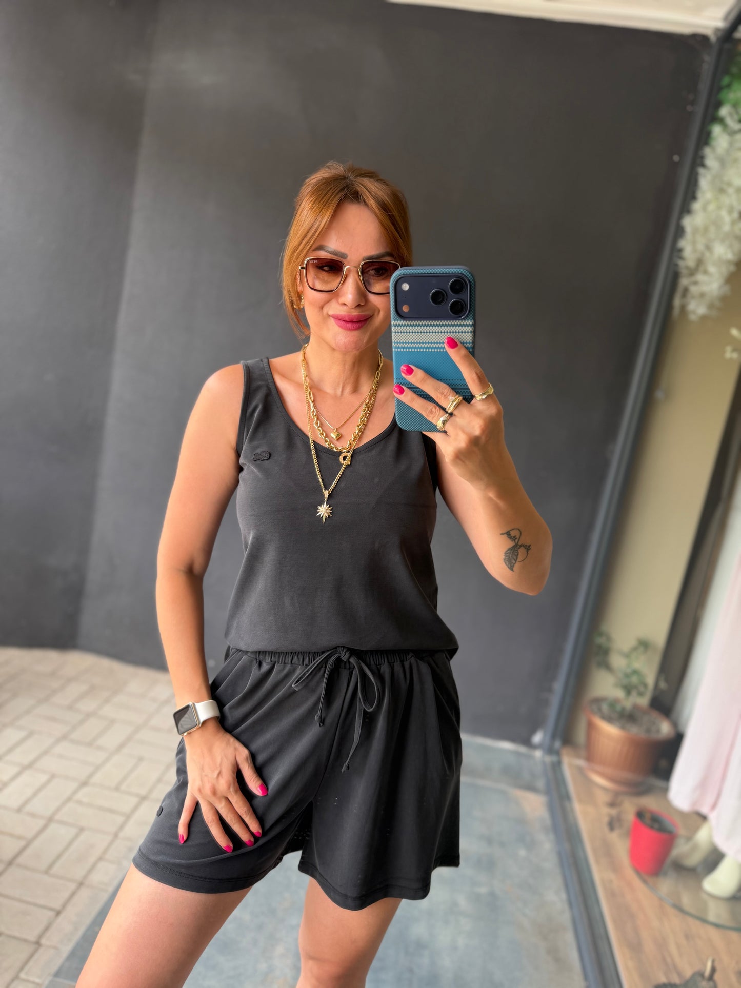 Siyah Aura Modal Şort Takım