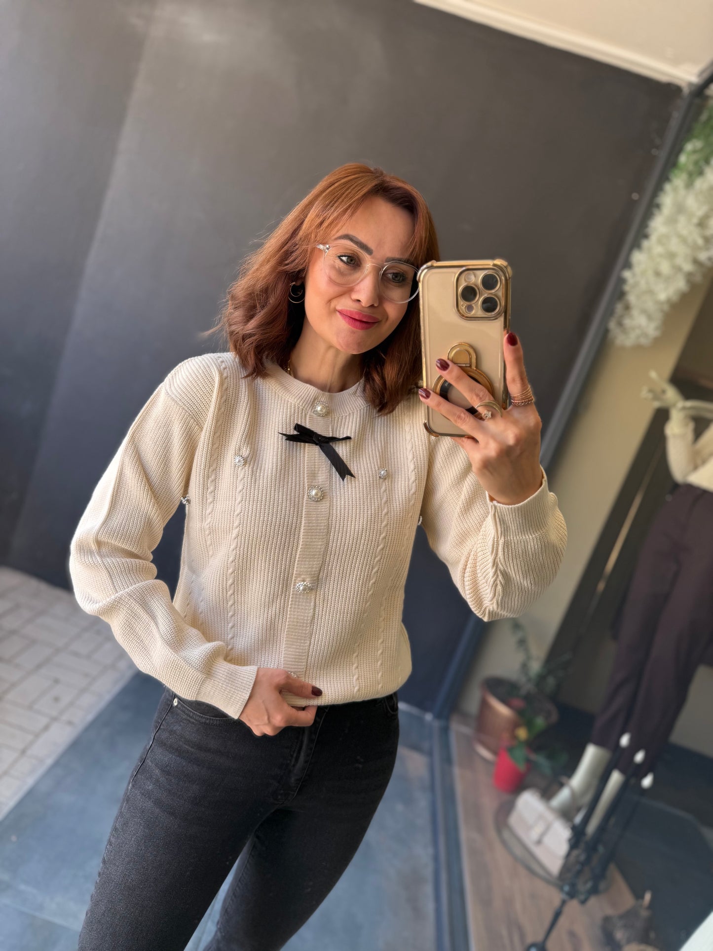 Sayanor Bej Örme Bluz