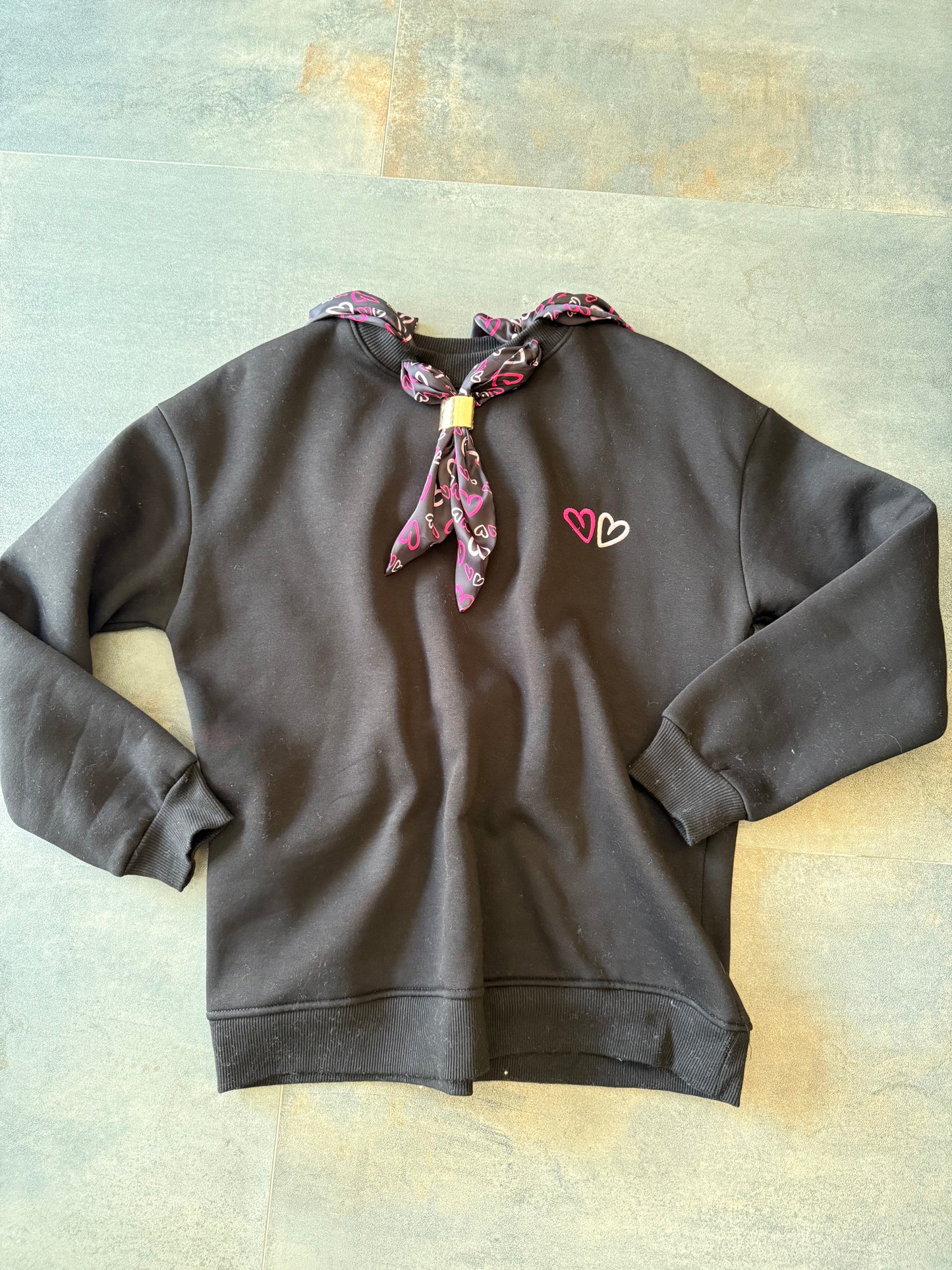 Boho Siyah Aksesuar Detaylı Sweat