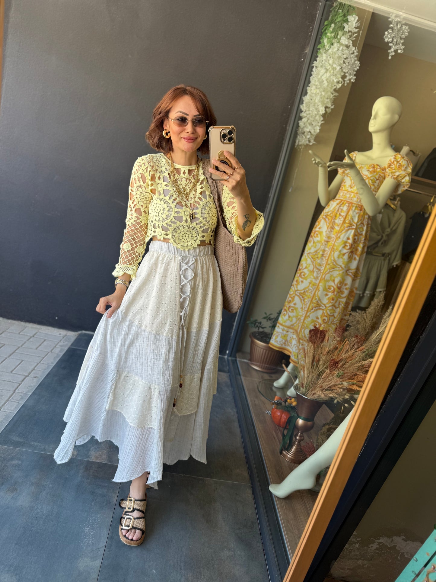 Kenza Sarı Örme Bluz
