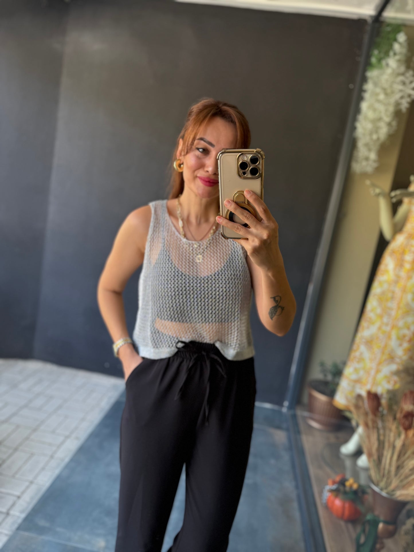 Bisyu Gümüş Varaklı Bluz