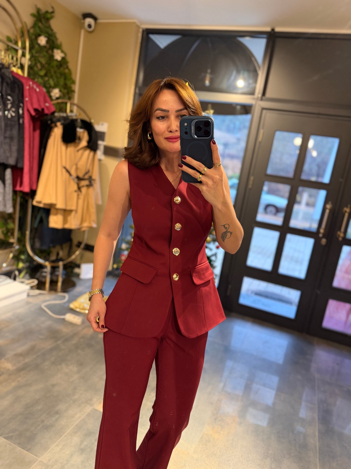 Lingo Bordo Yelek & Pantolon Takım