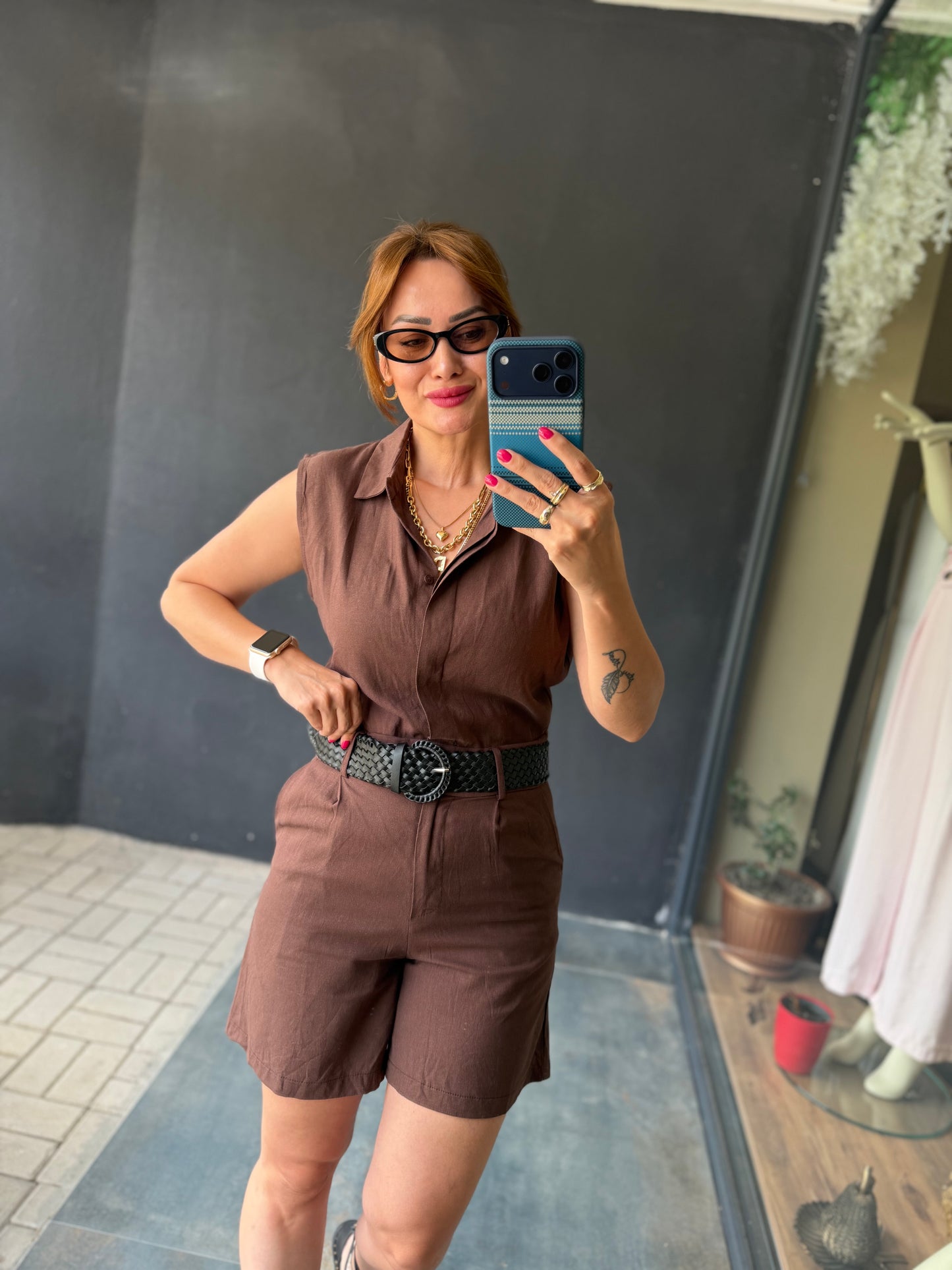 Kahve Keten Blush Tulum