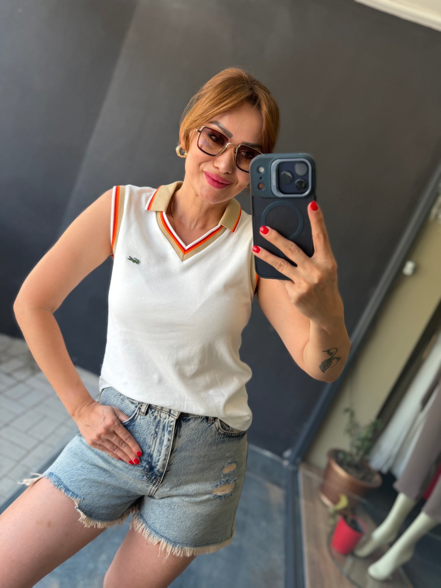 Yakalı Penye Beyaz T-Shirt