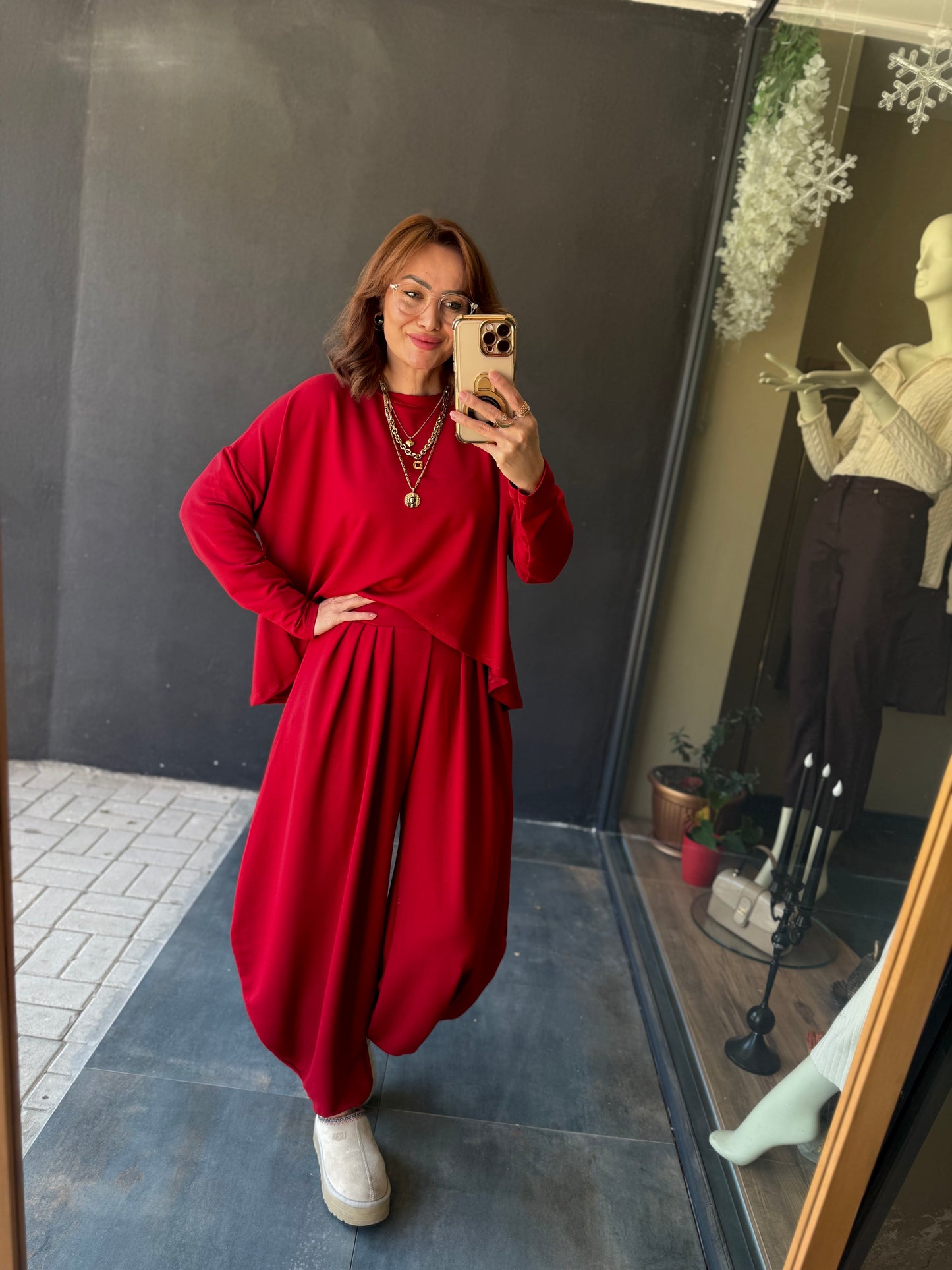 Modal Kırmızı Harem Takım