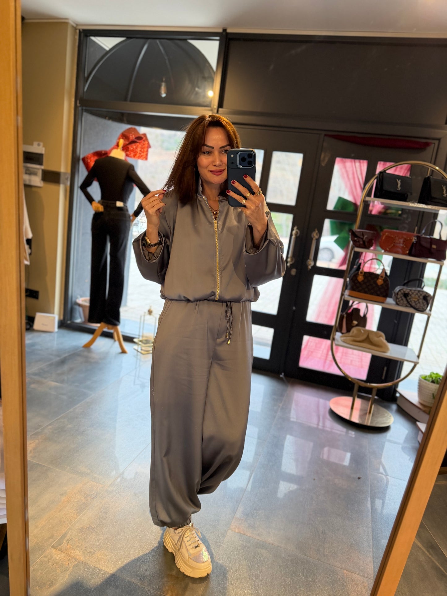 Norman Gri Saten Takım