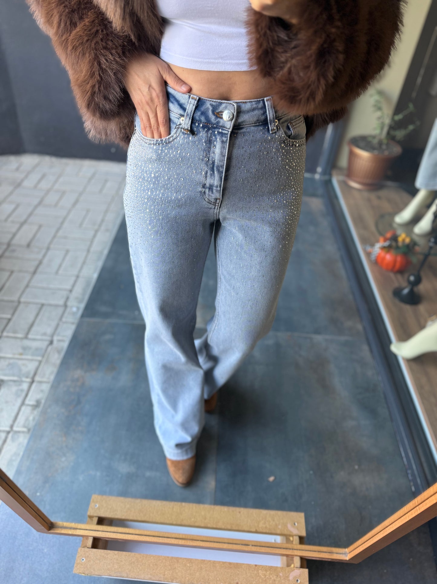 Xlove Boru Paça Taşlı New Jean