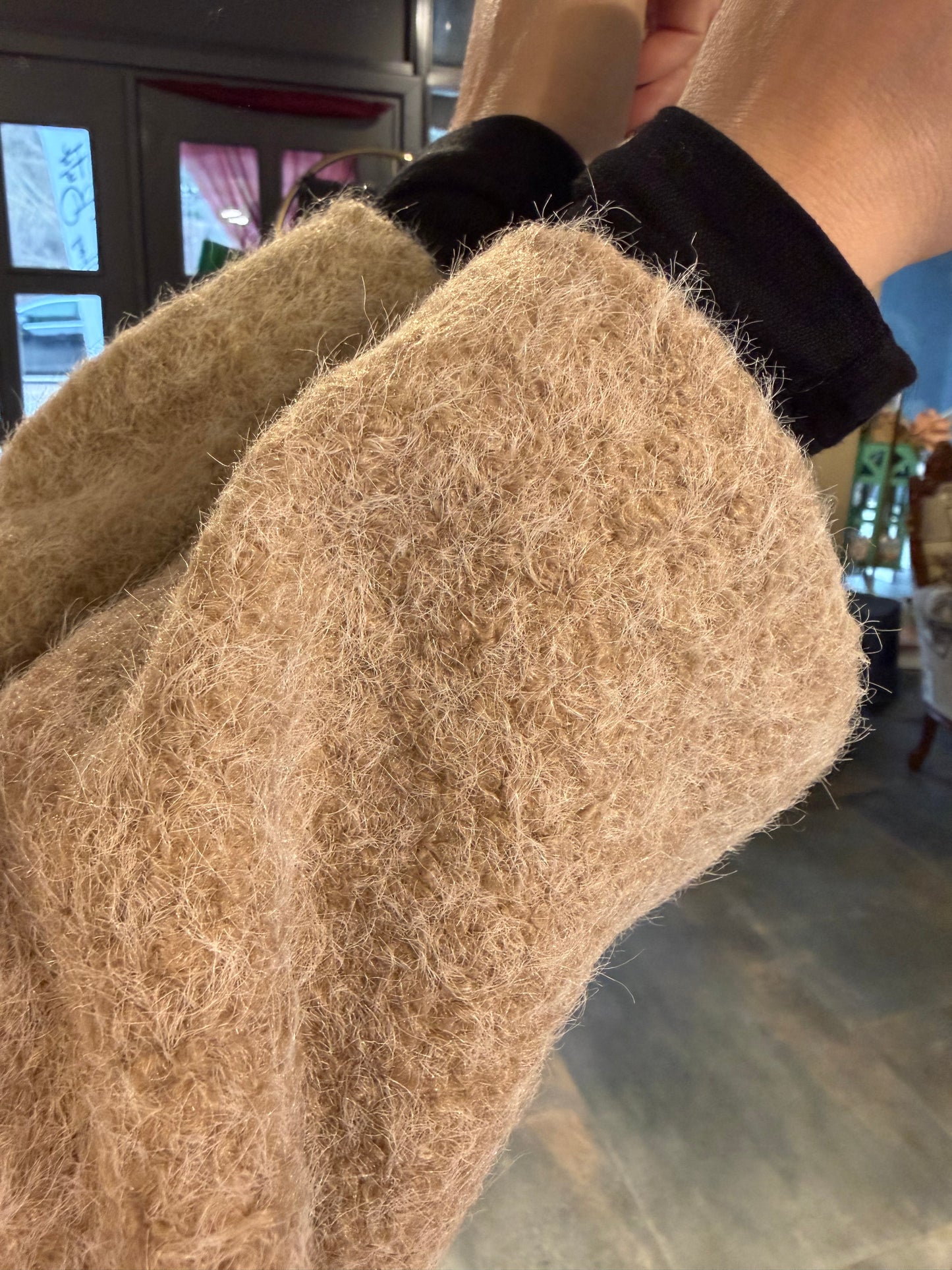 Fancy Bej Keçe Astarlı Mont