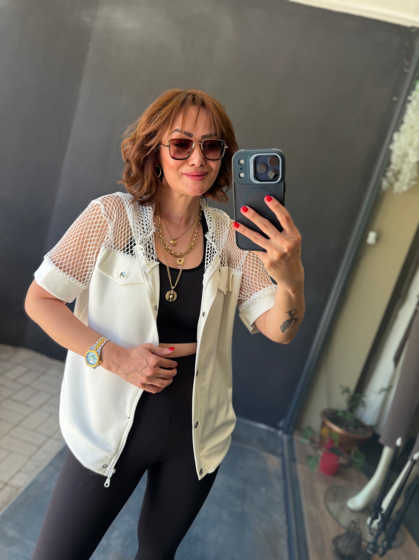 Şems Beyaz File Ceket
