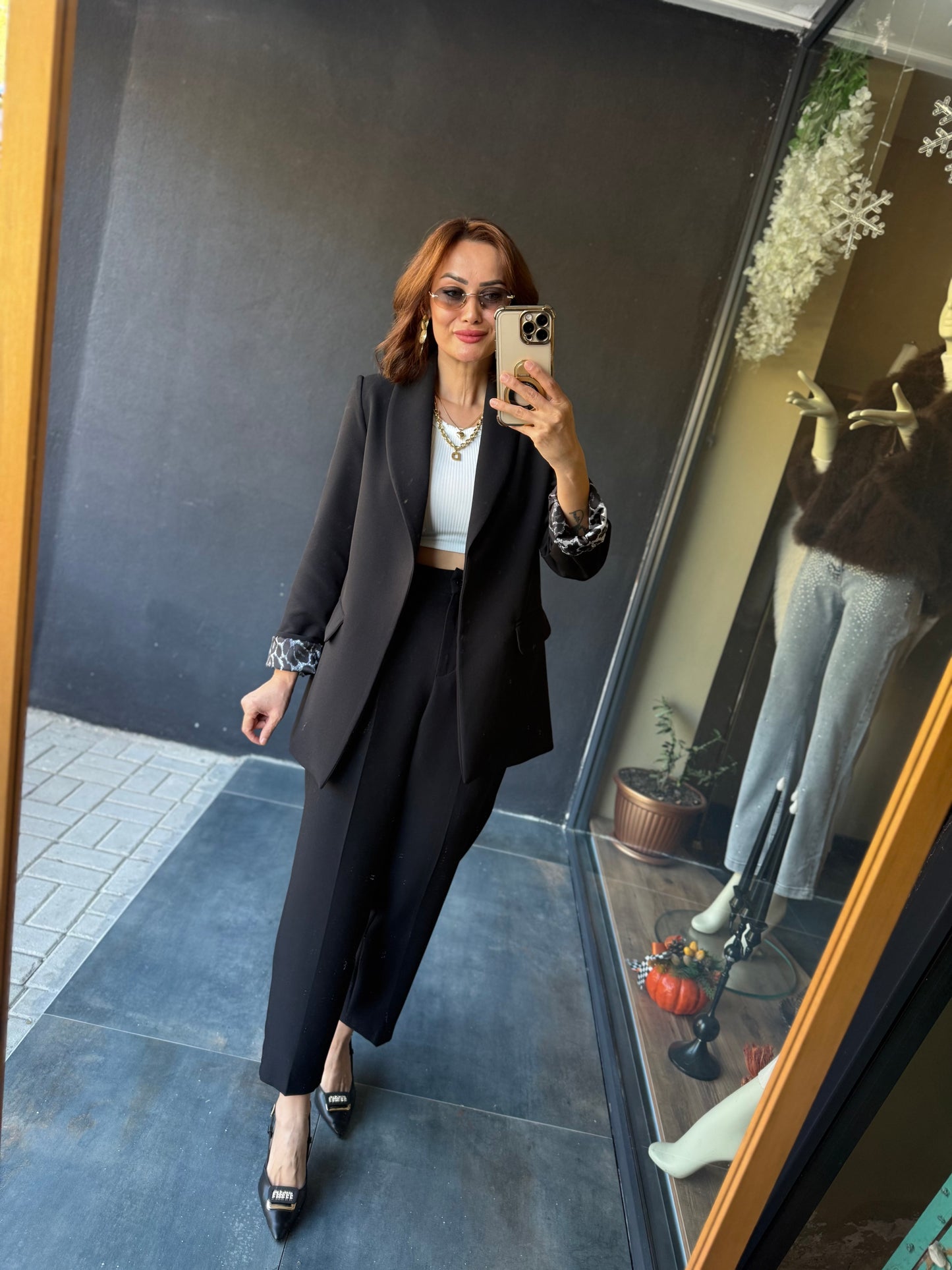 Melanj Siyah Ceket &Pantolon Takım