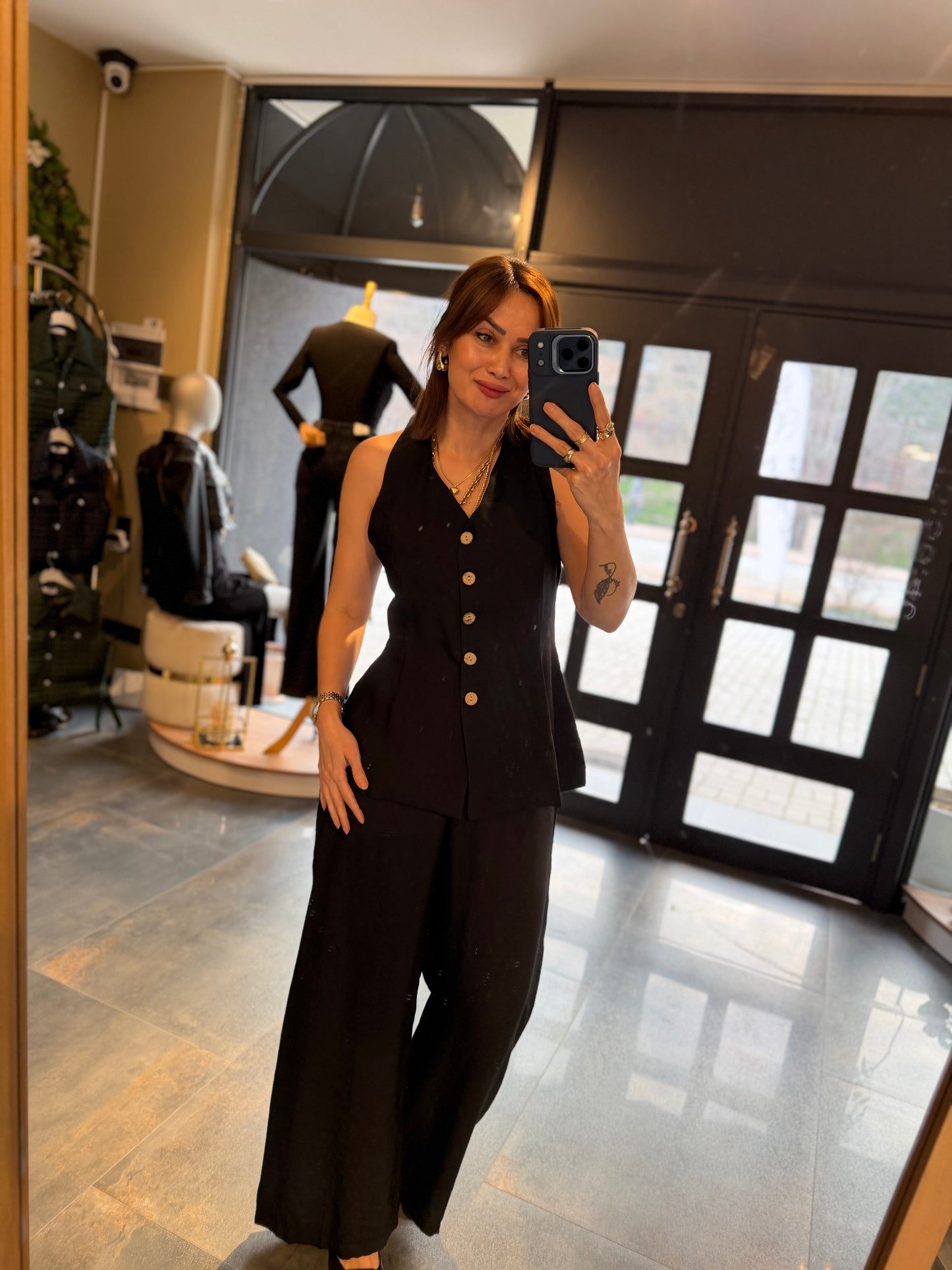 Newstar 7 Siyah Tensel Yelek &Pantolon Takım