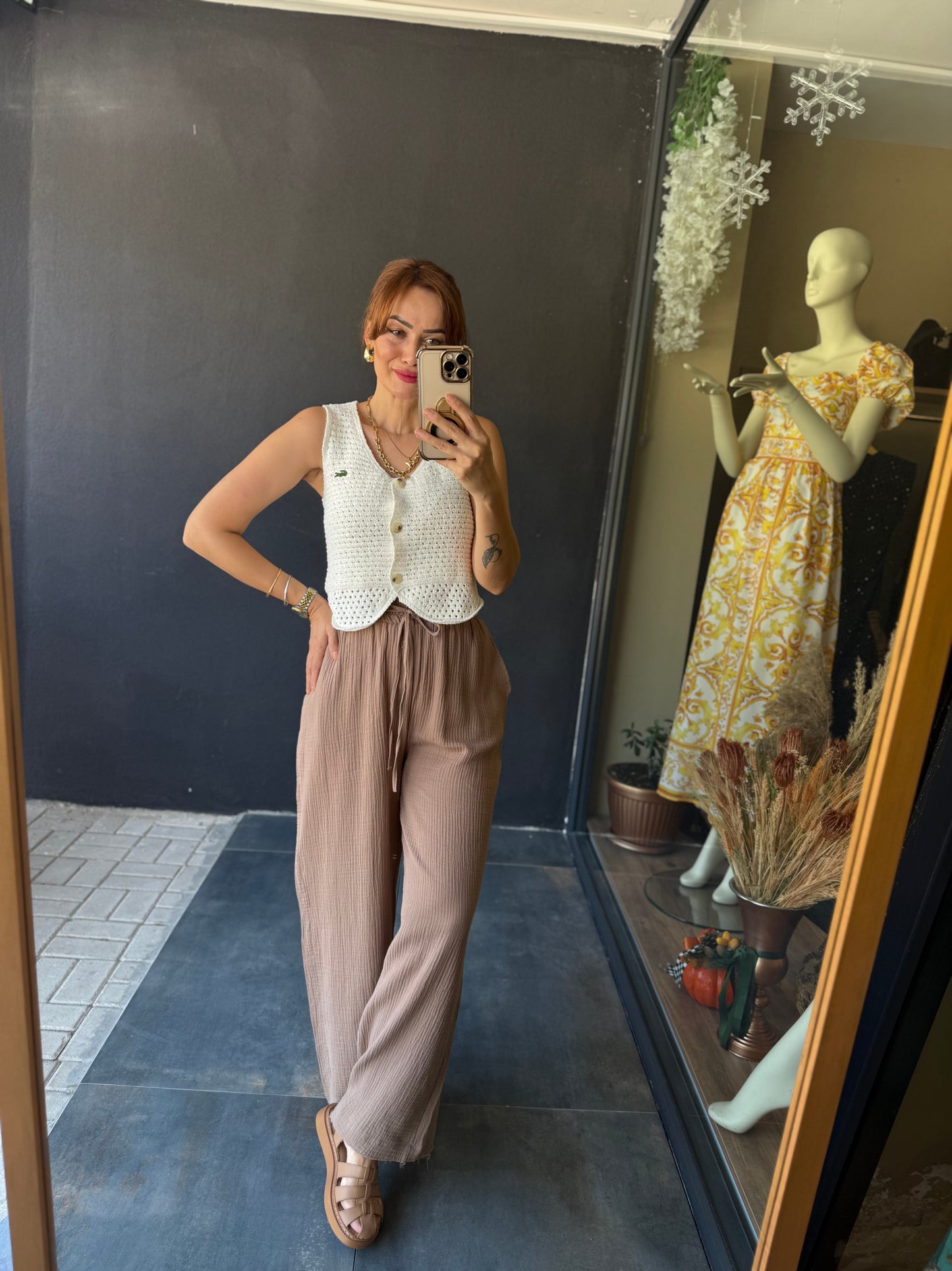 Summer Kahve Müslin Pantolon