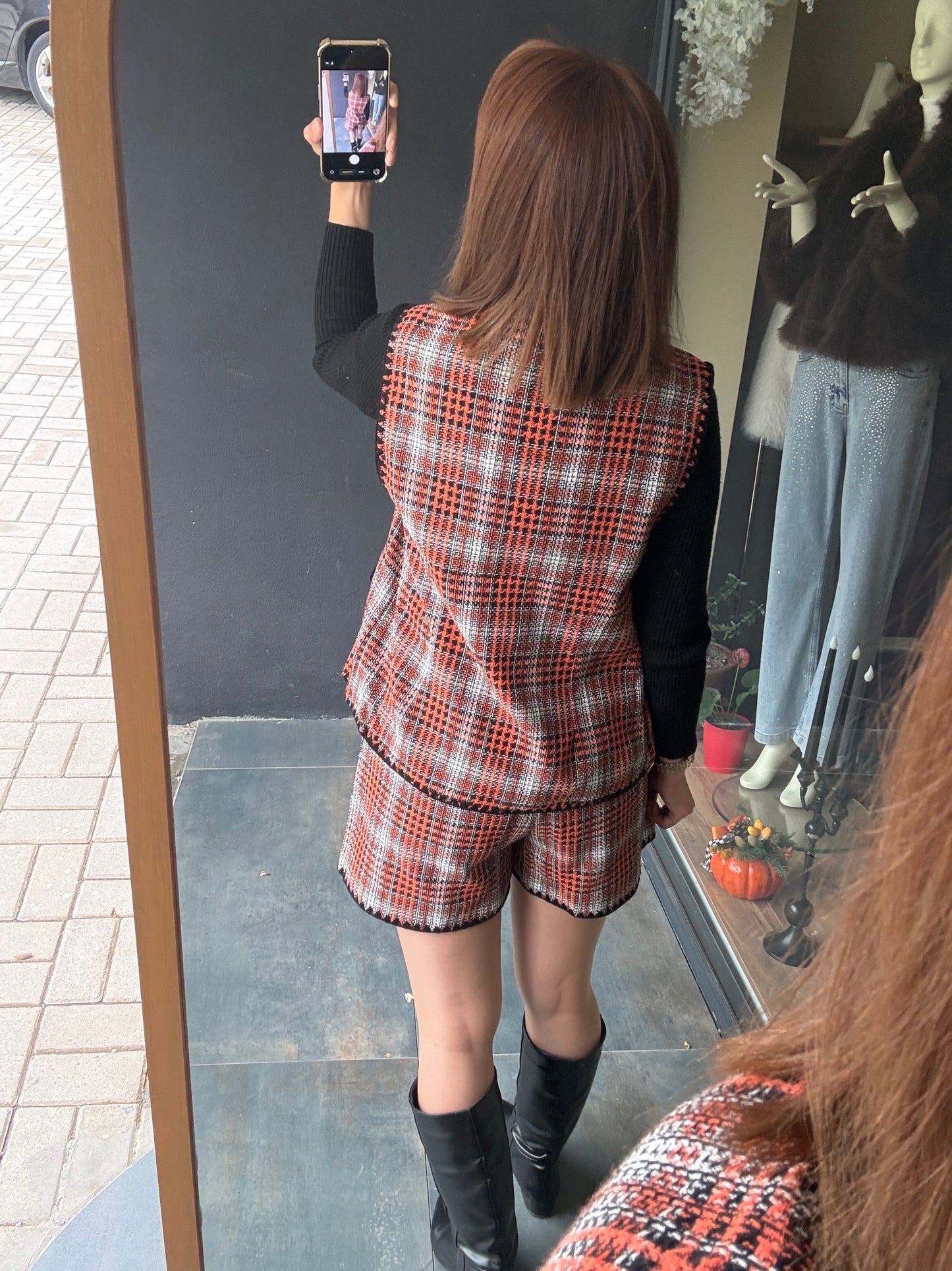 Dumra Turuncu Tuvid Yelek & Şort Takım