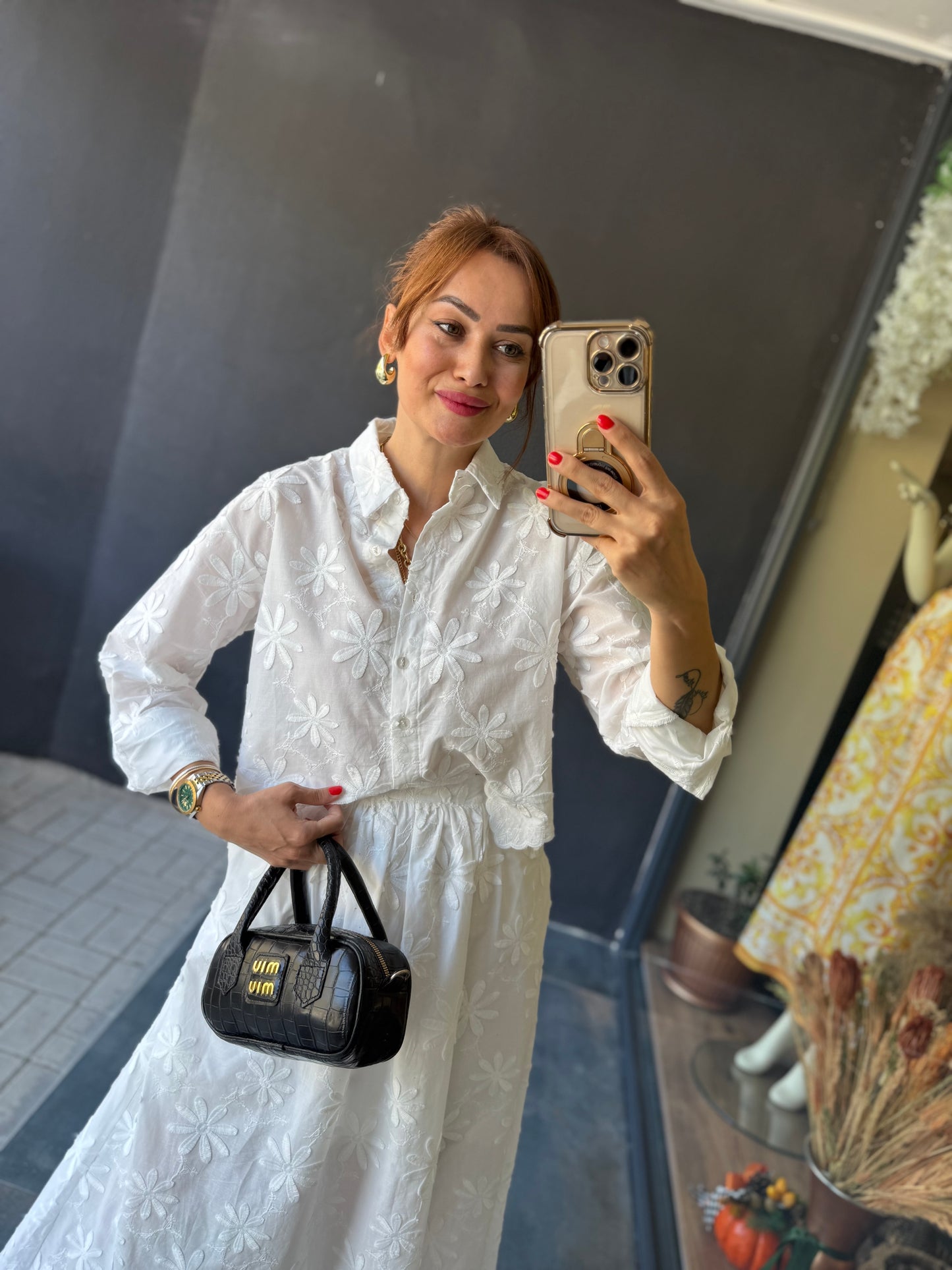 Marina Beyaz Etek & Gömlek Takım