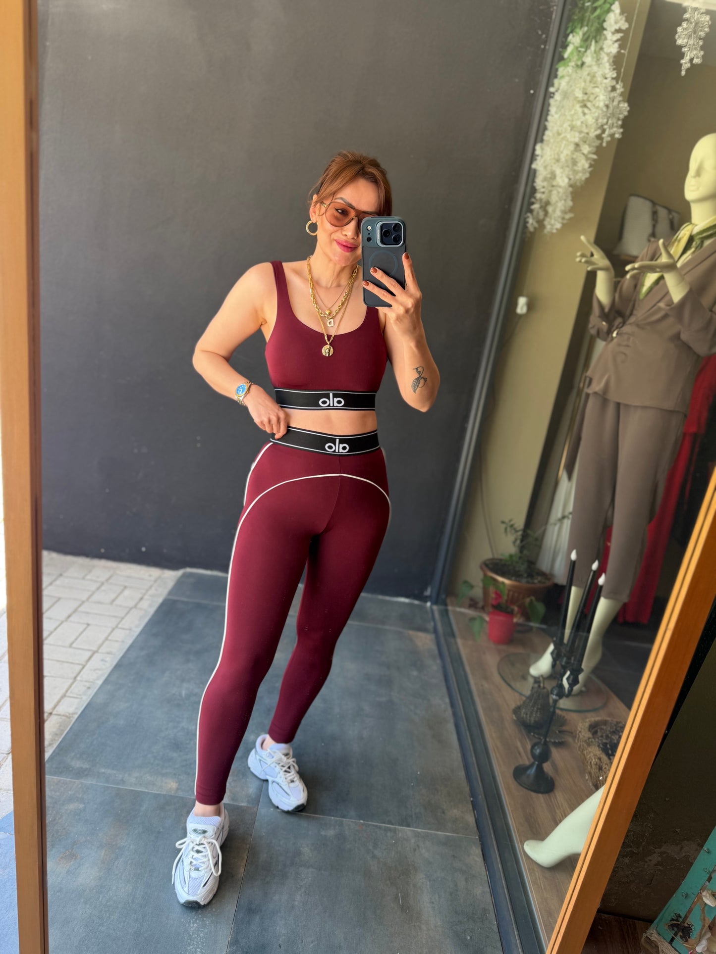 Ronali Bordo Tayt & Crop Takım