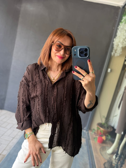 Pasha Kahverengi Tensel Gömlek