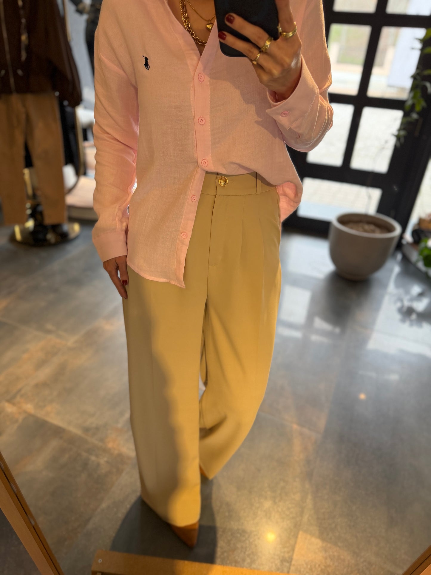 Cheek Bej Krep Palazzo Pantolon