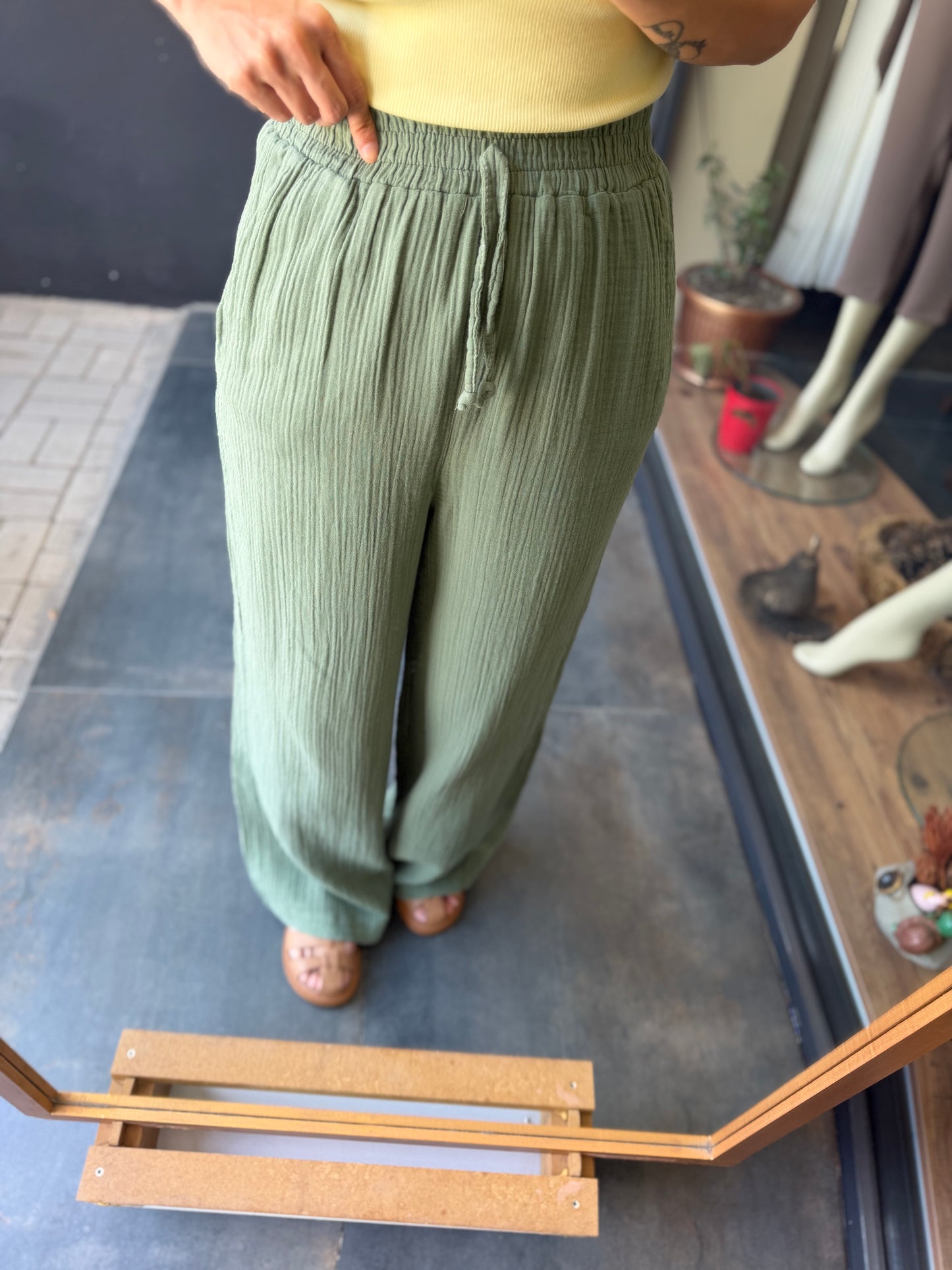 Mint Müslin Pantolon & T-Shirt Kombin
