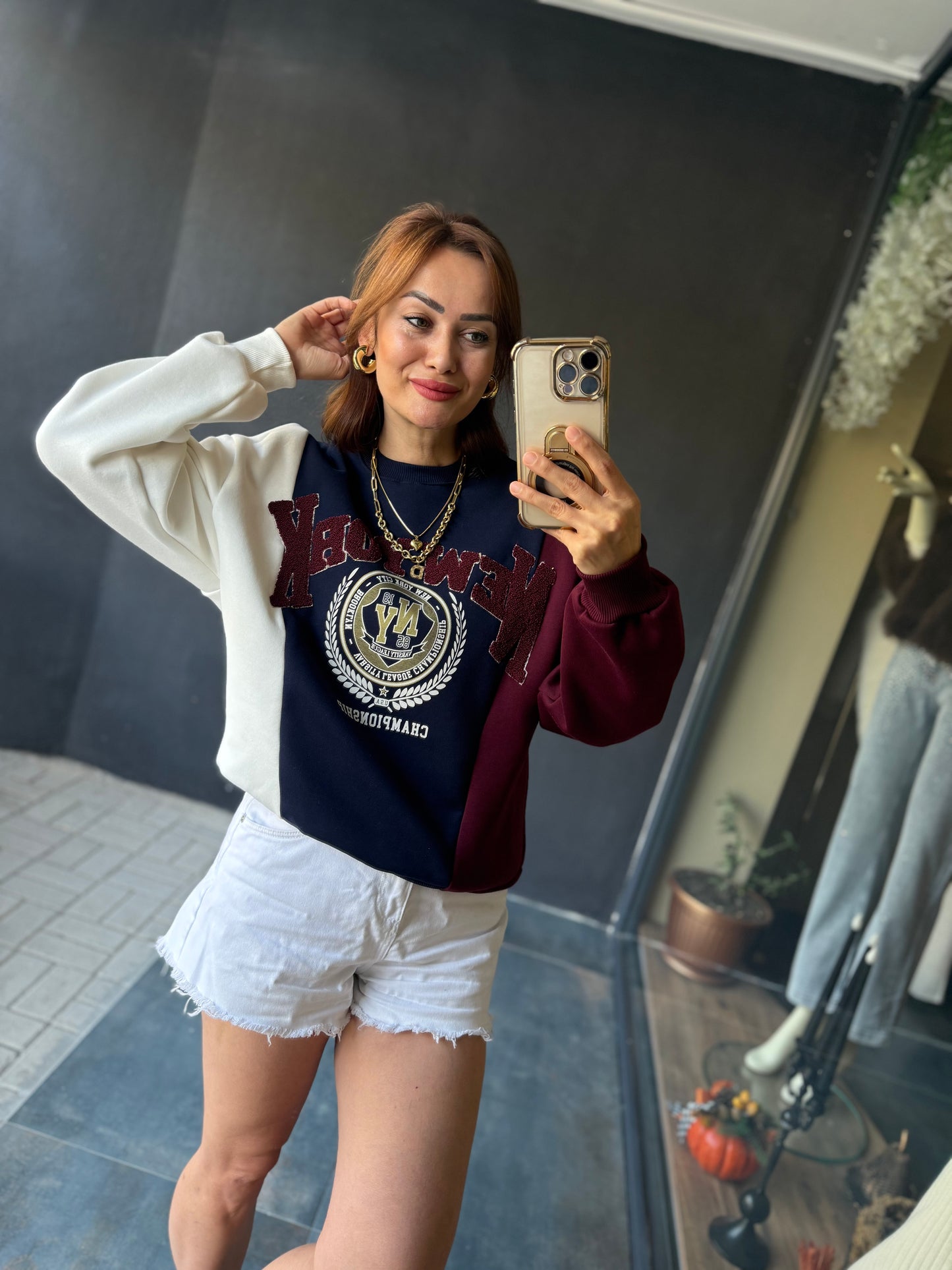 Muvy Bordo Kabartmalı Sweatshirt