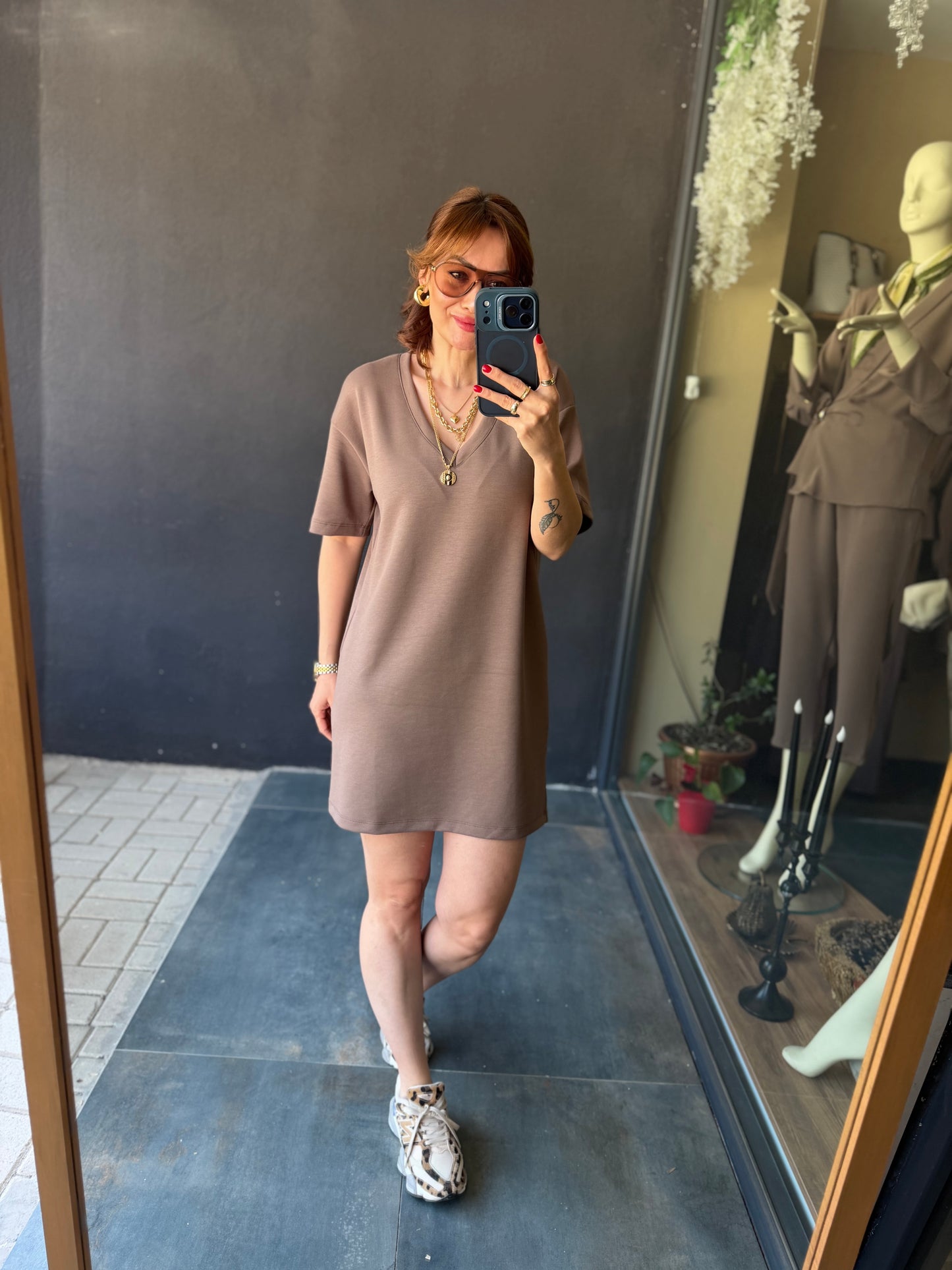 Wear Kahve Basic Elbise