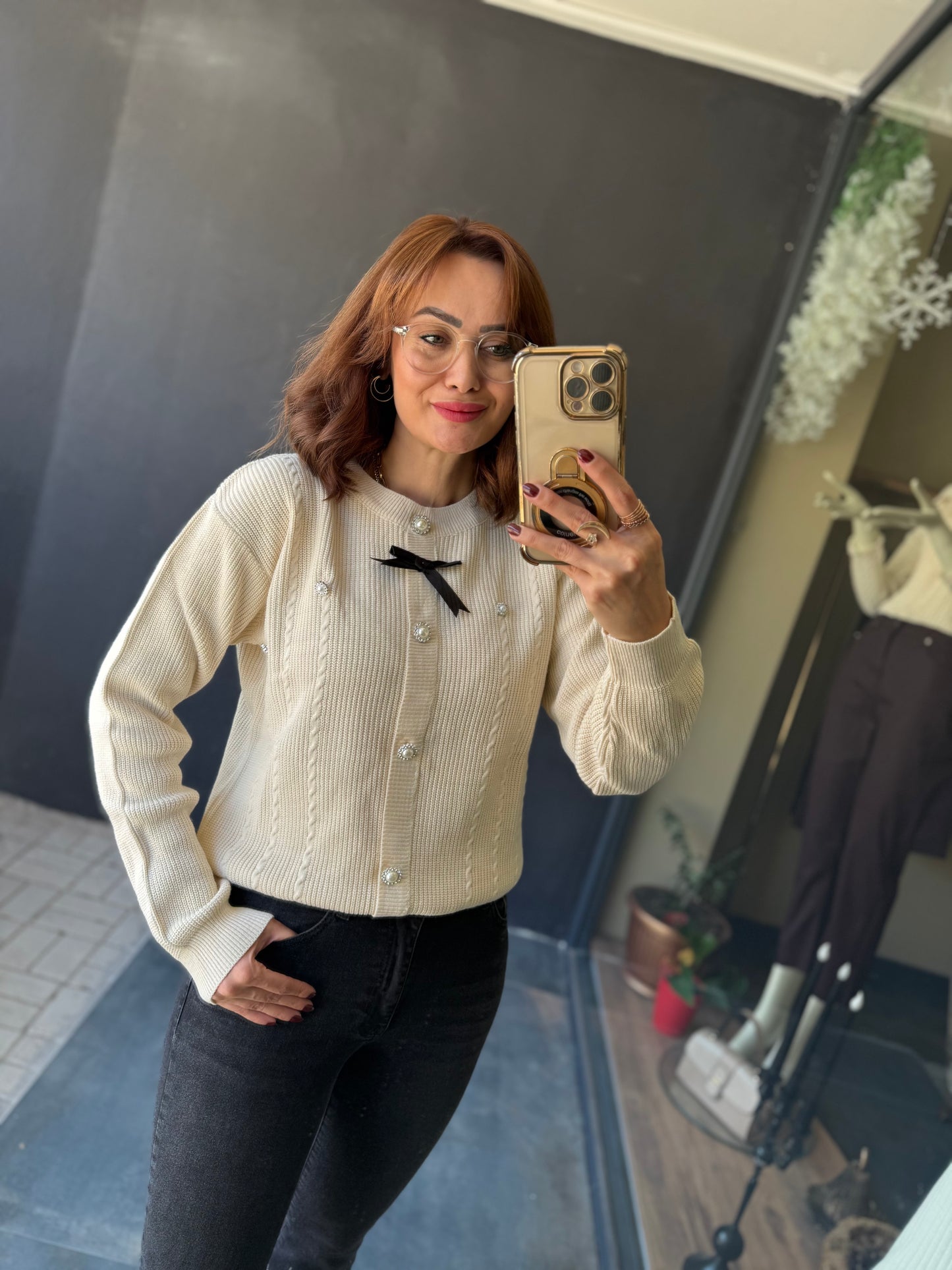 Sayanor Bej Örme Bluz