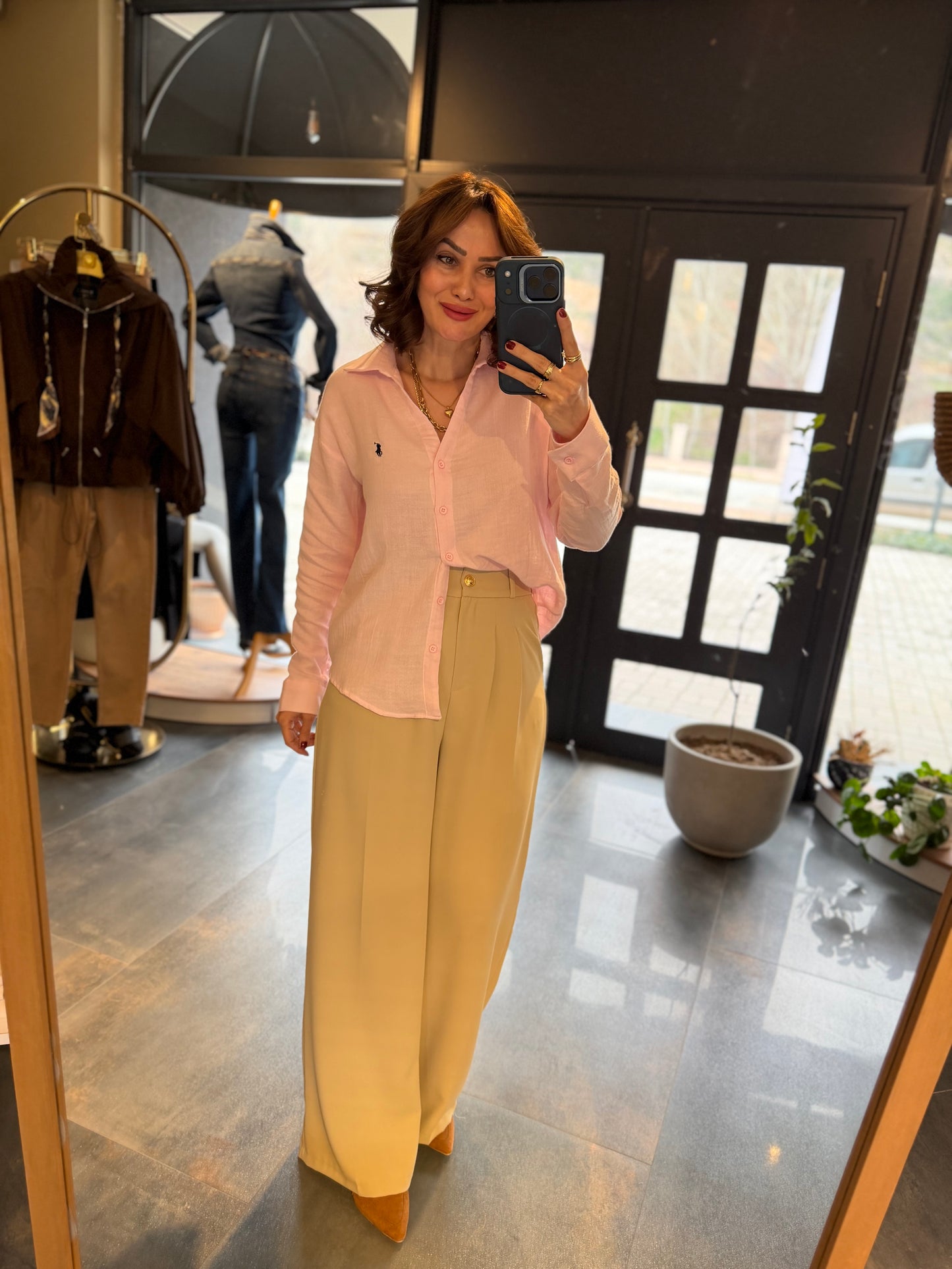 Cheek Bej Krep Palazzo Pantolon