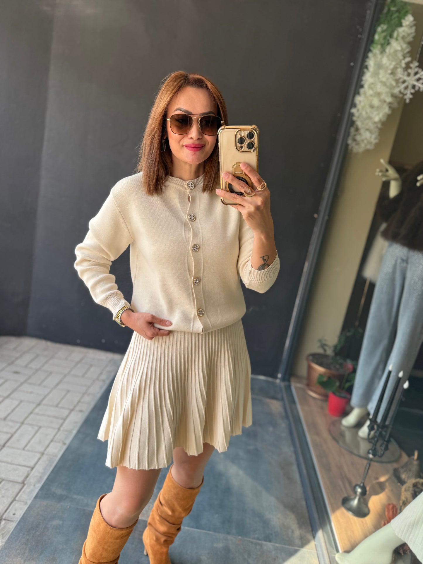 Noly Bej Etek & Hırka Triko Takım