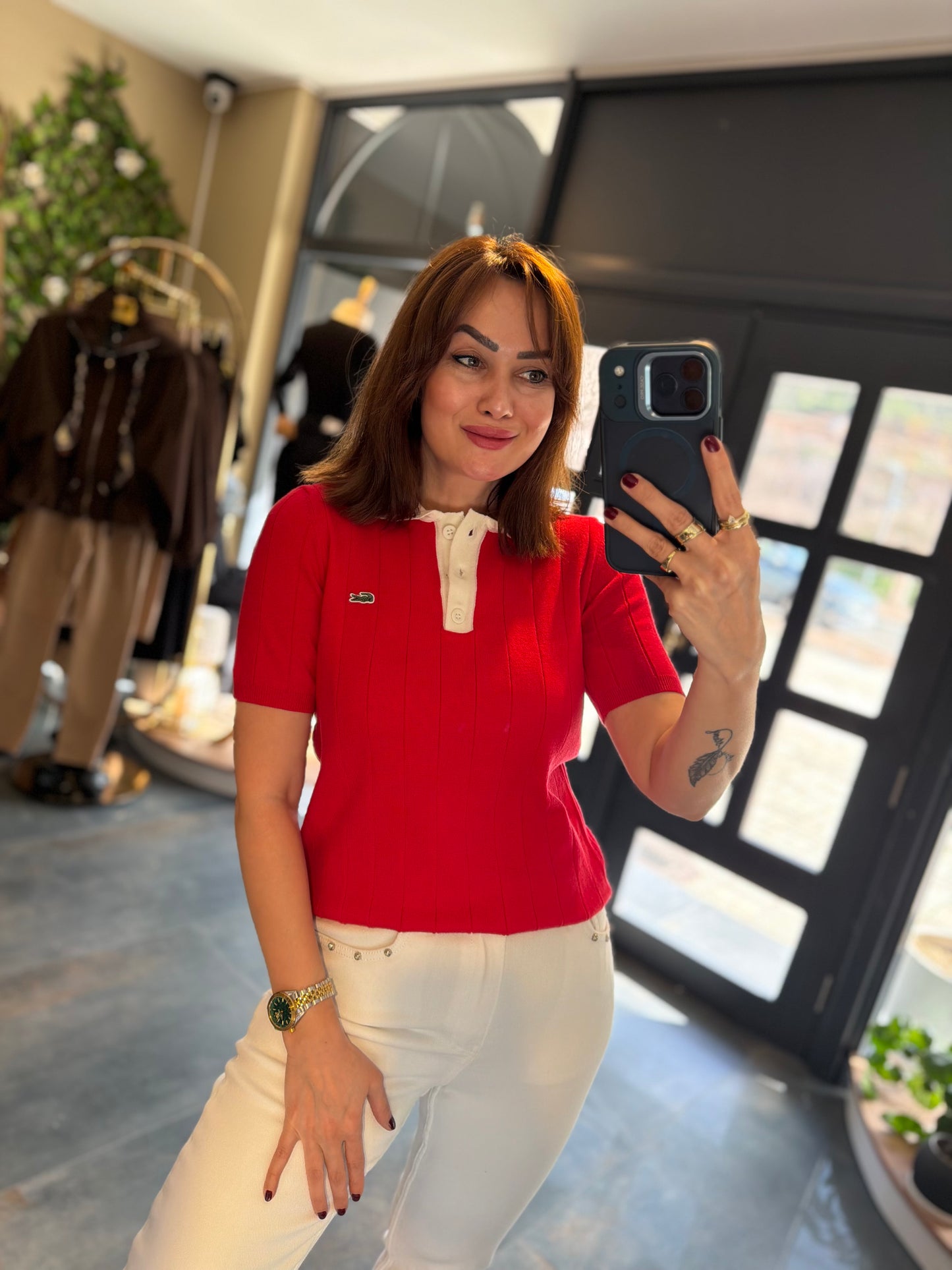 Misse Kırmızı Triko Kısa Kol T-Shirt