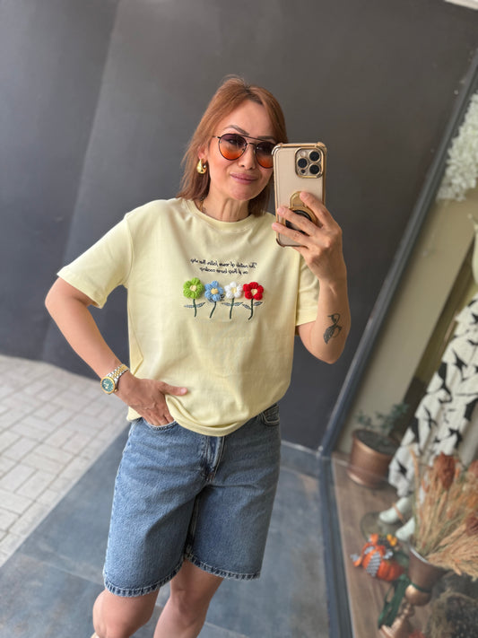 Bisou Sarı Papatya T-Shirt