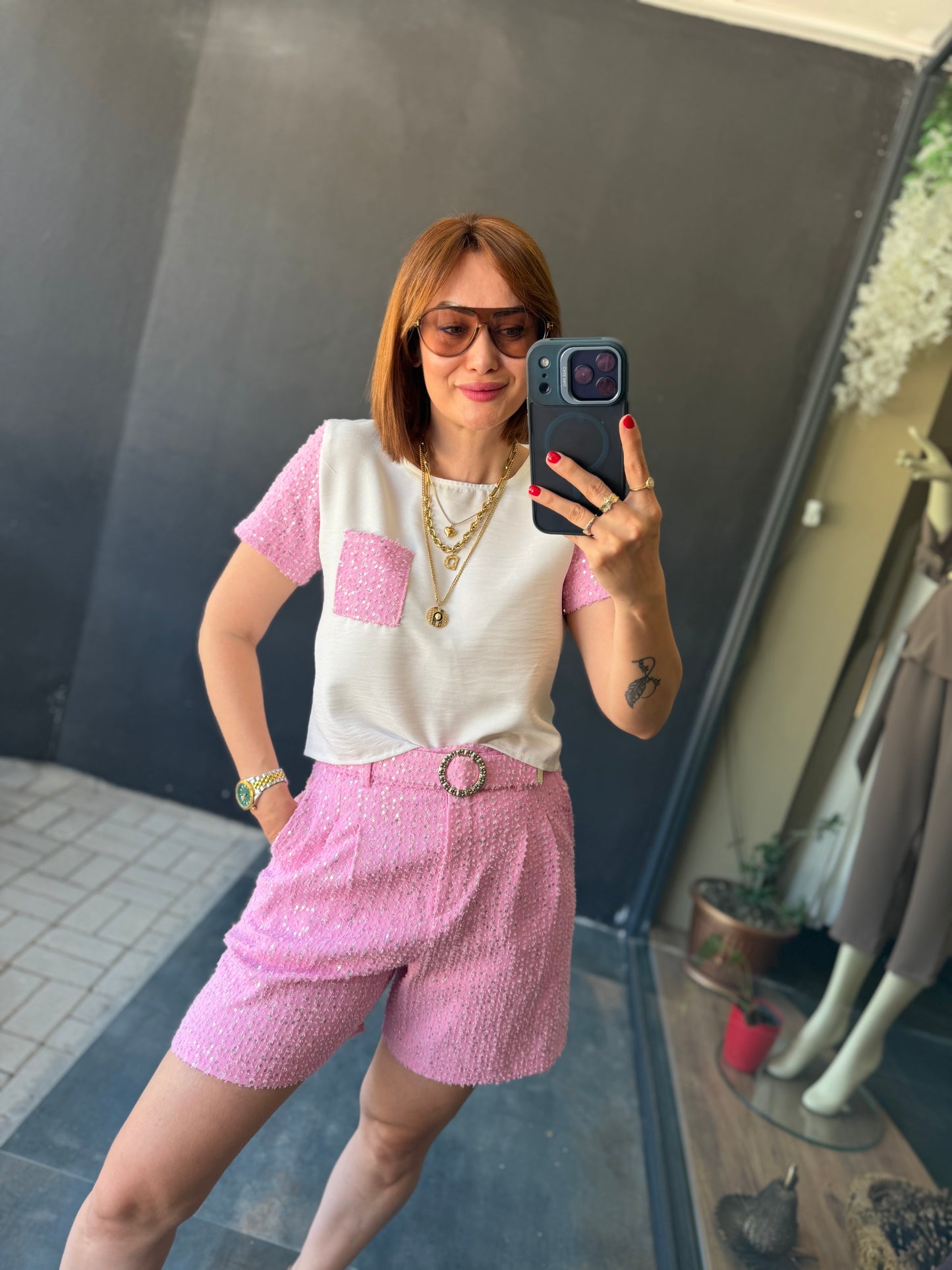 Pembe Şort & Tshirt Takım