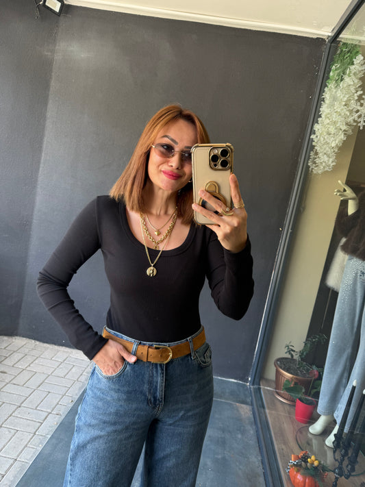 Hayko Siyah Basic Bluz