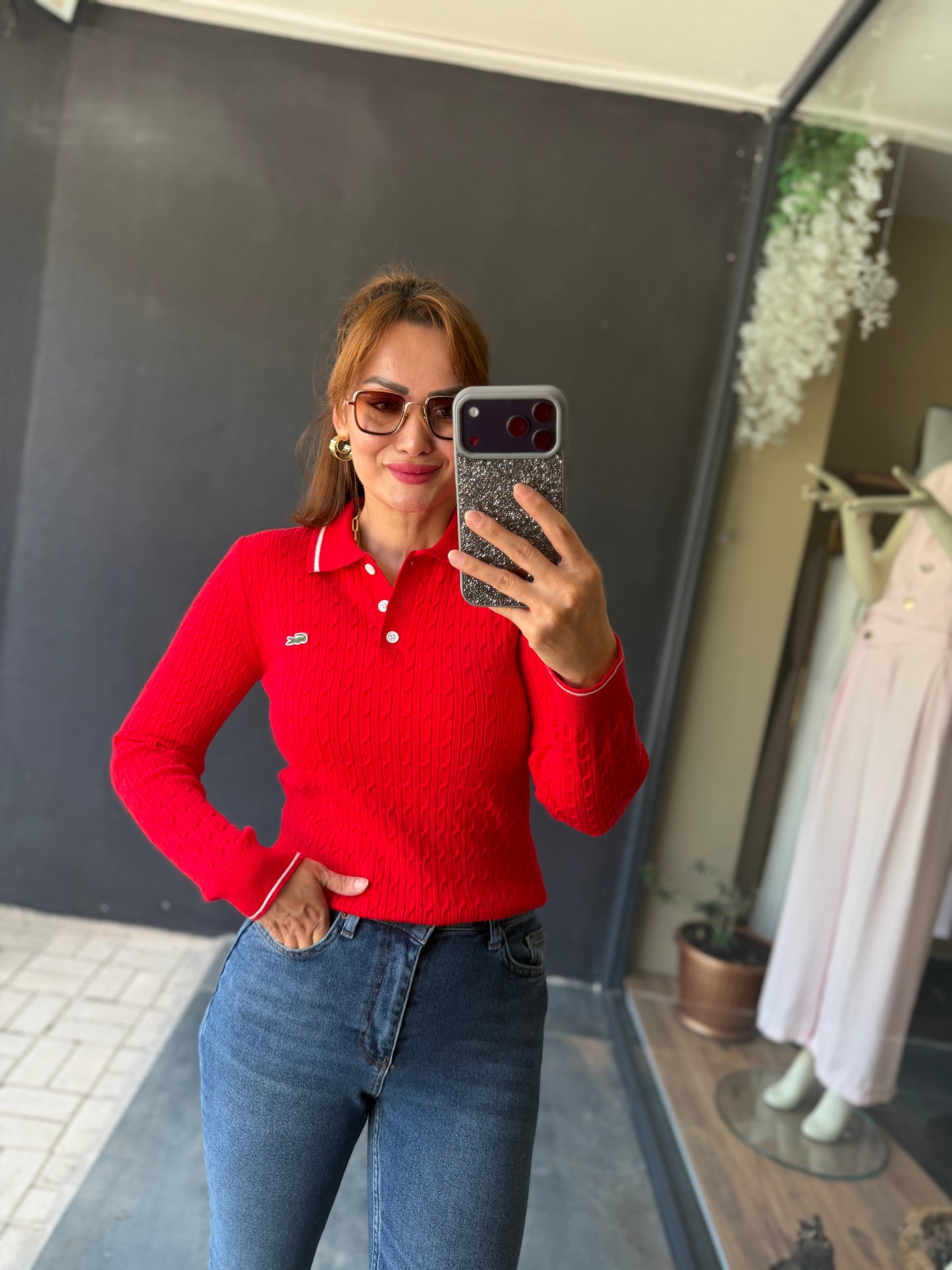 Mirelle Kırmızı Polo Yaka Triko
