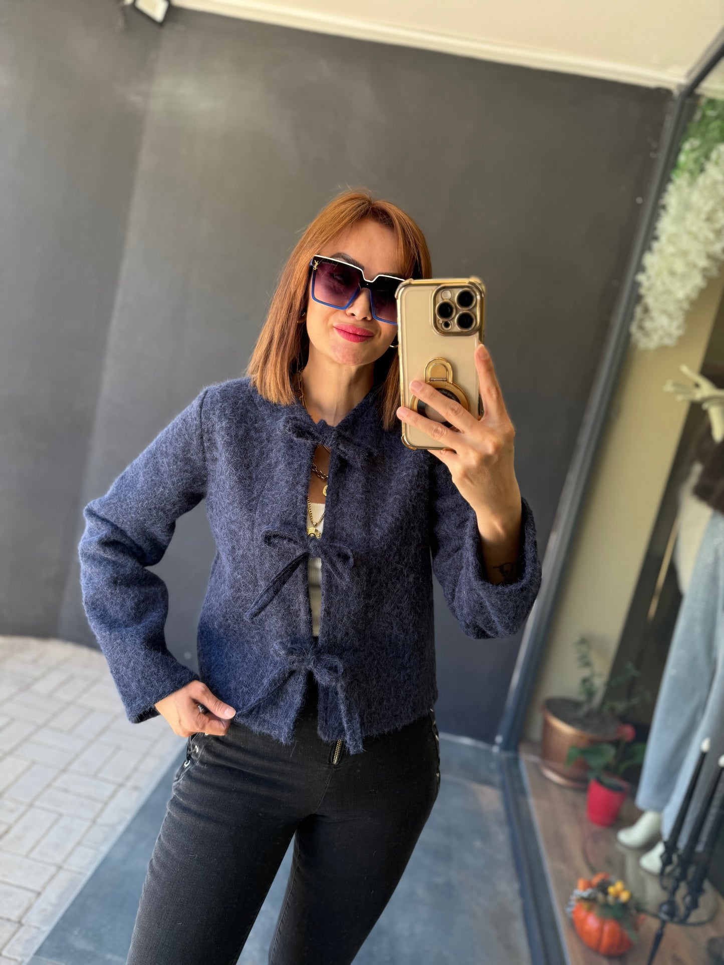 Creyn Lacivert Keçe Hırka