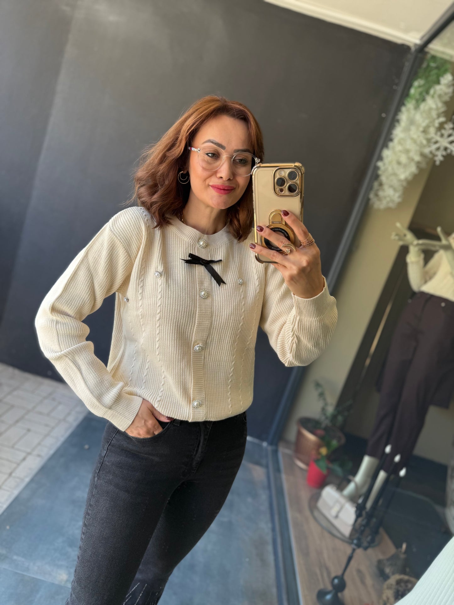 Sayanor Bej Örme Bluz